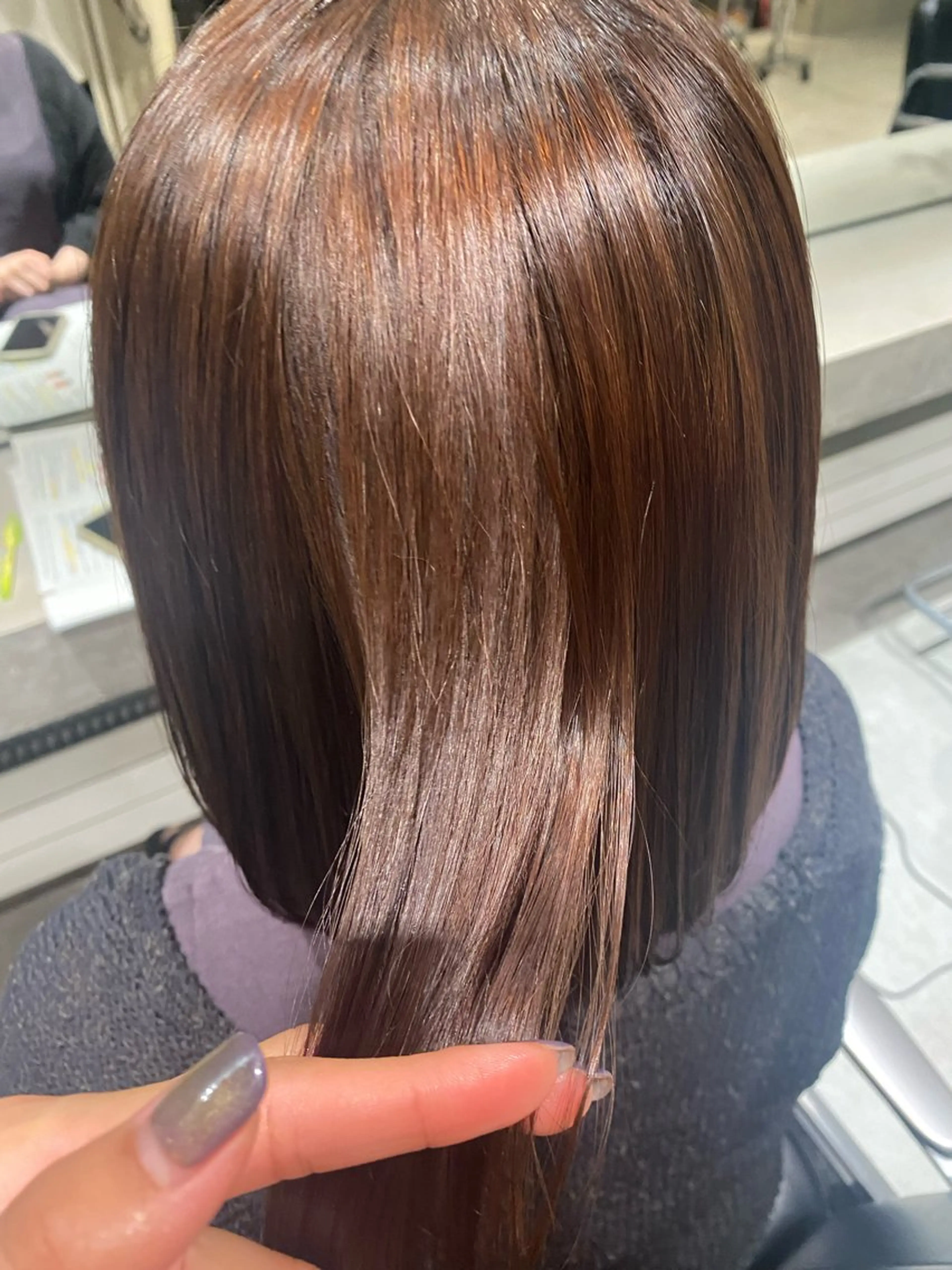 ミディアム 酸性ストレート カット🩵 りこのヘアスタイル