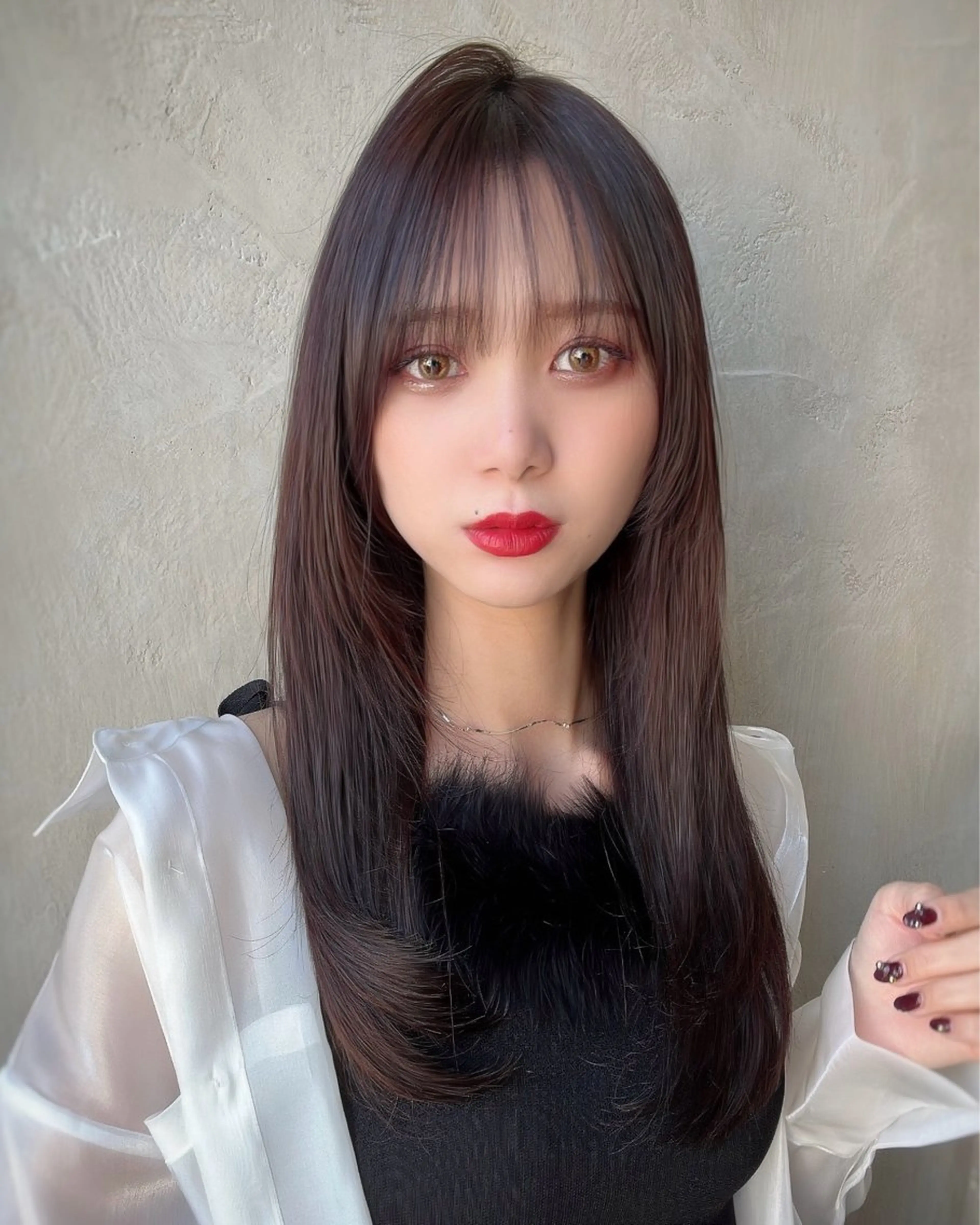 ロング カット ヘアカラー トリートメント 新宿✨顔周りカット 韓国ヘア/坂本亜裟海のヘアスタイル