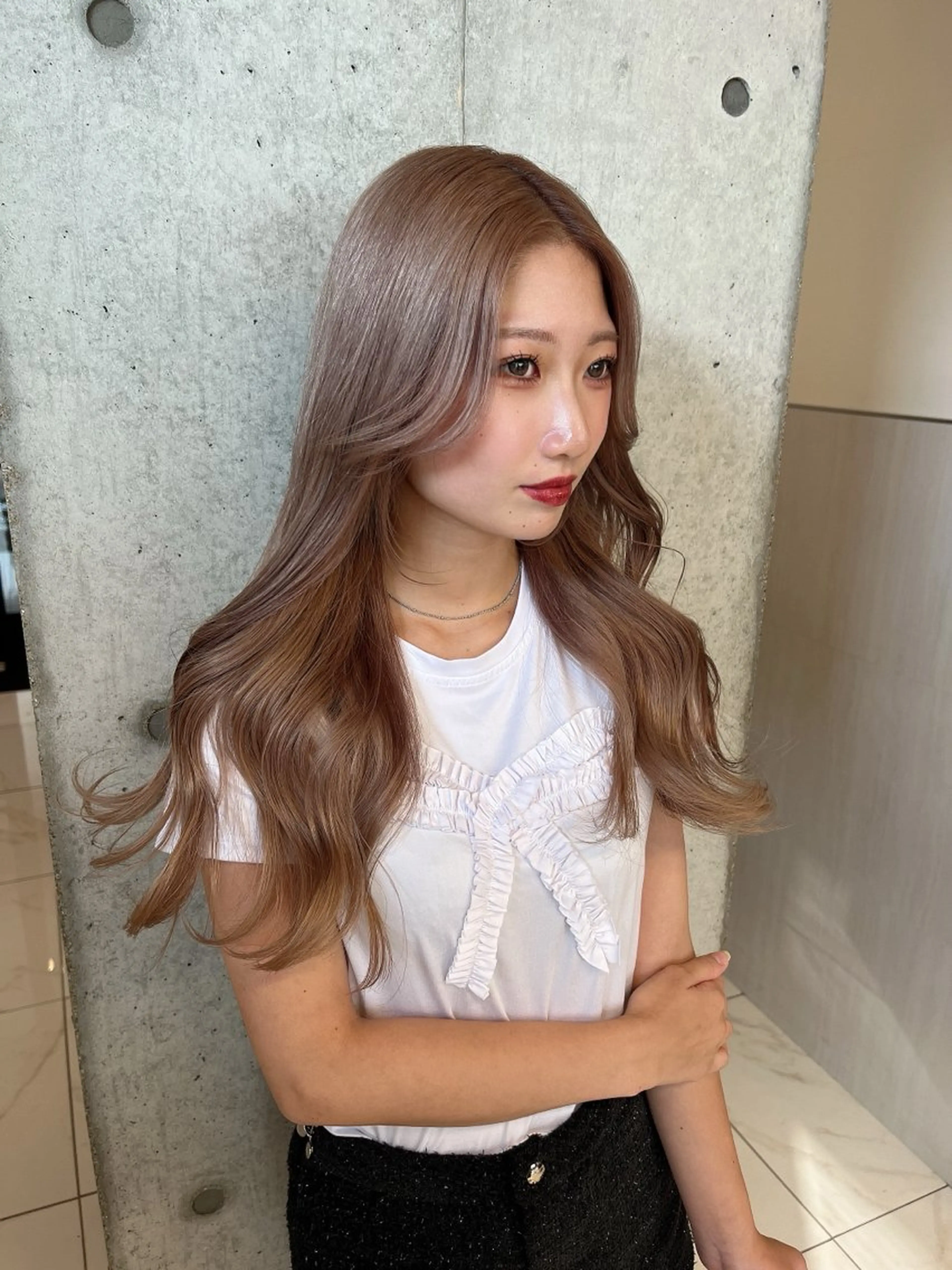 ロング カラー ヘアカラー トリートメント りおな/エクステ /ミルクティーカラーのヘアスタイル