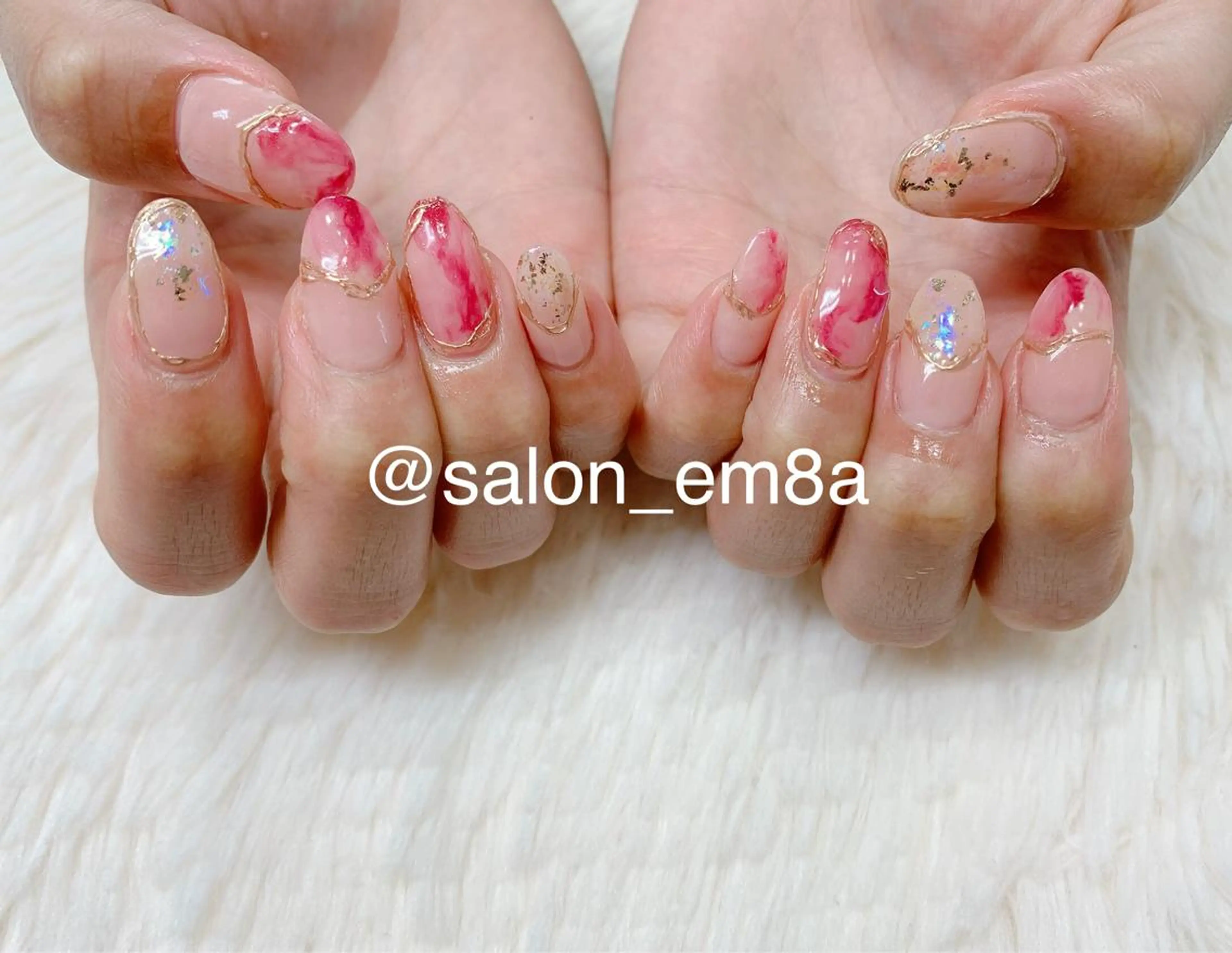 ネイル ジェルネイル ミラーネイル 持ち込み salon EM&A emiのネイルデザイン