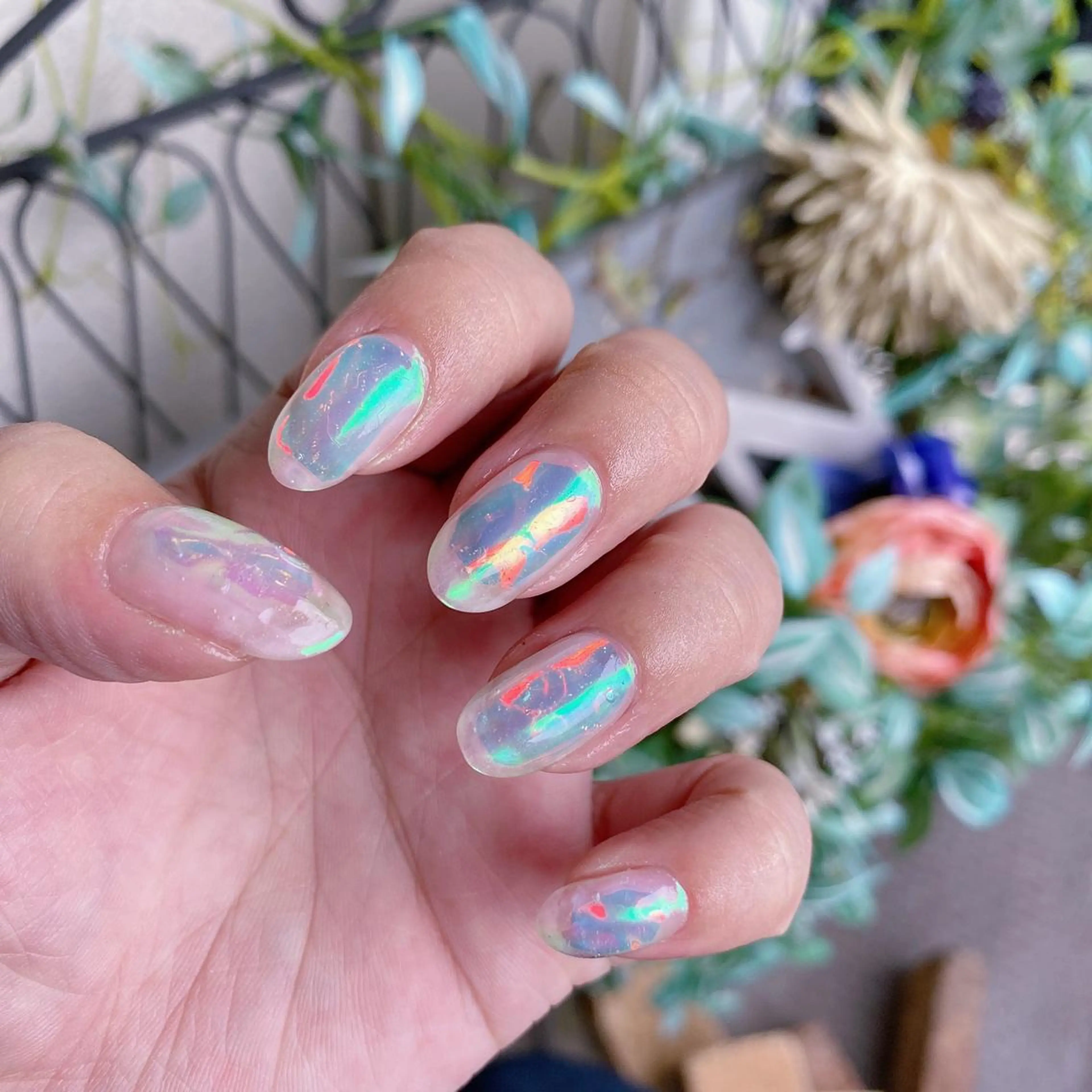 ネイル アートネイル オーロラネイル 氷ネイル・うるうるネイル キラキラネイル ニュアンスネイル To Me Nail所属・🩵 mei🩵のネイルデザイン