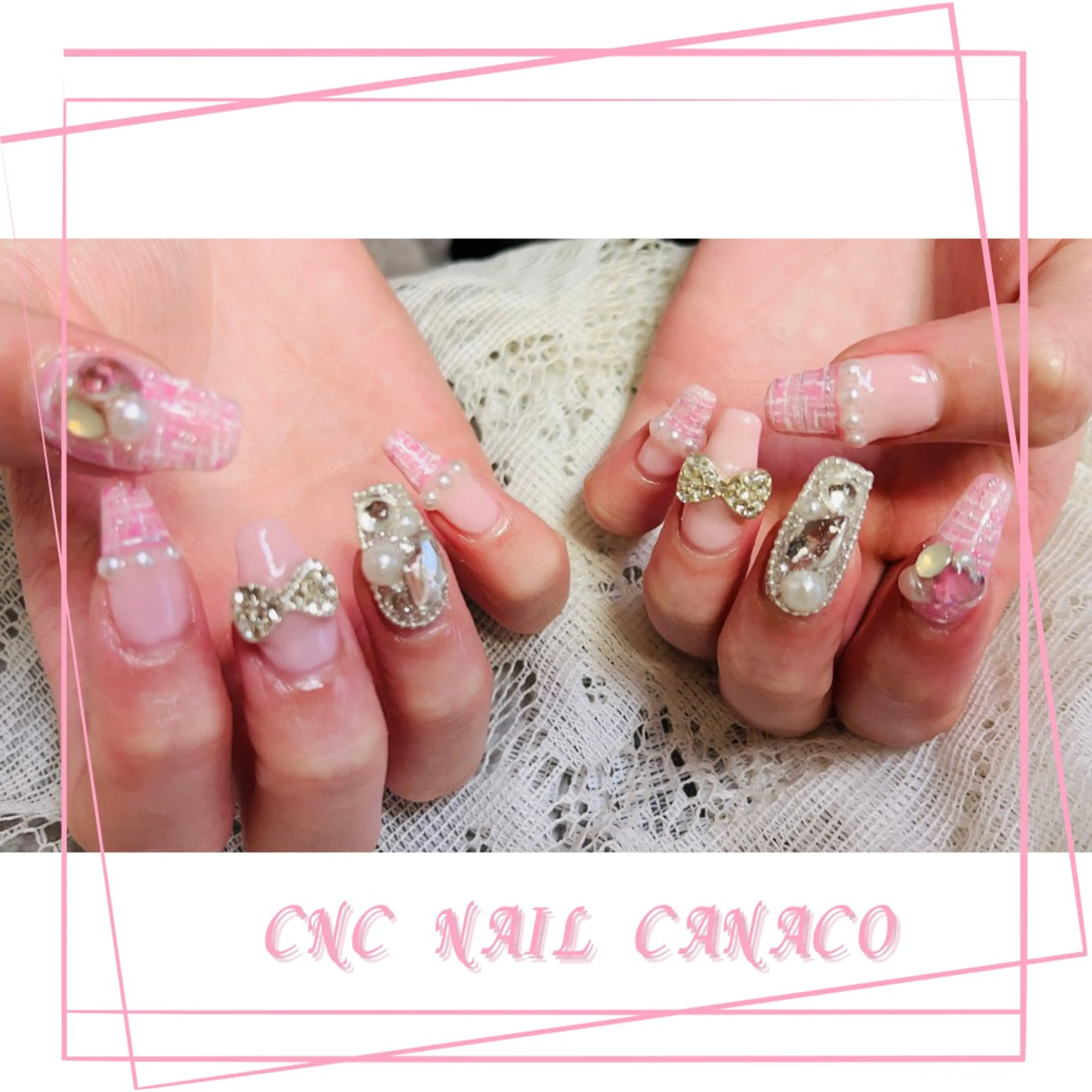ネイル アートネイル 持ち込み ストーンネイル ツイードネイル ハンドネイル ハンドケア Felice所属・ベテランネイル cnc  nailのネイルデザイン