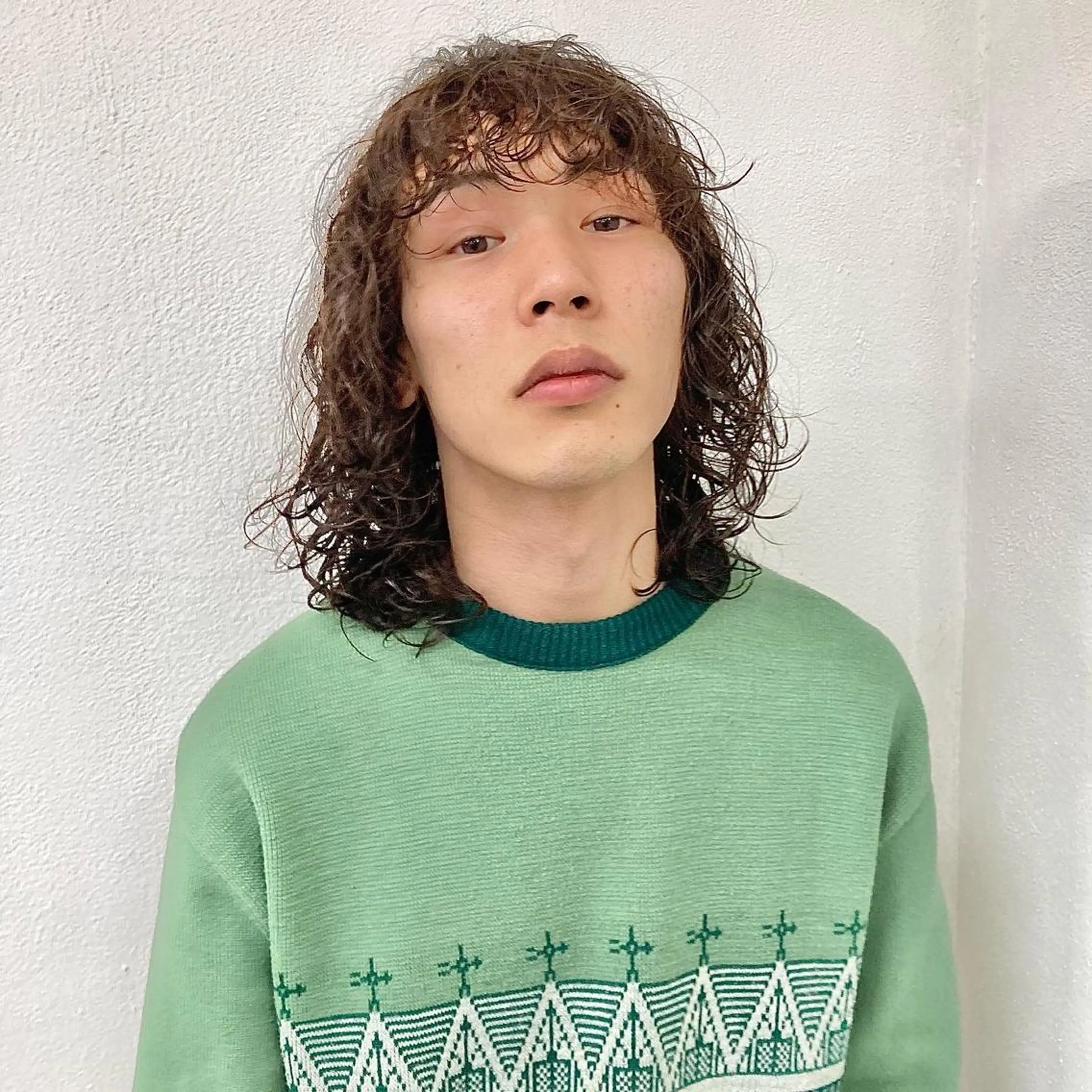 ミディアム パーマ ウルフレイヤー エクステ/kokiのヘアスタイル