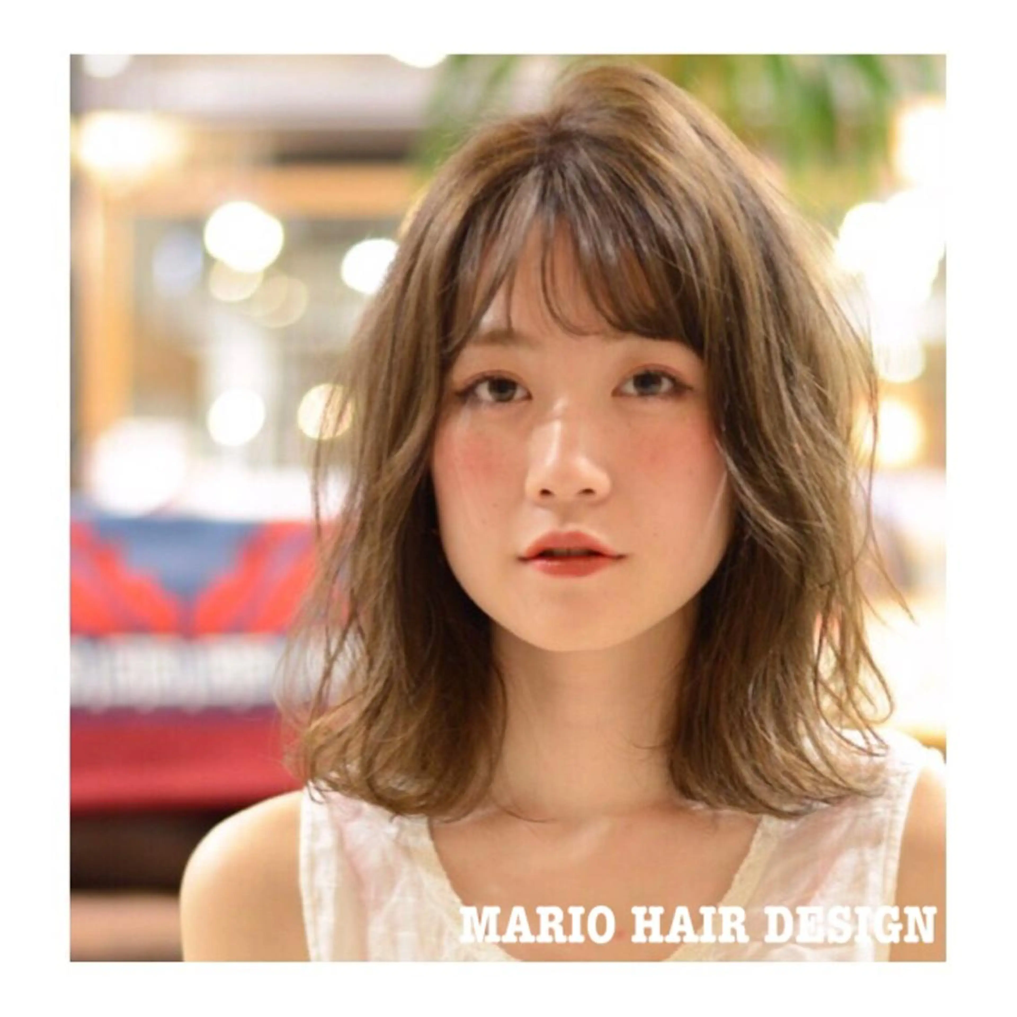 ミディアム カラー アッシュ 透明感カラー ミルクティーアッシュ 外ハネヘア 竹嶌 健吾のヘアスタイル