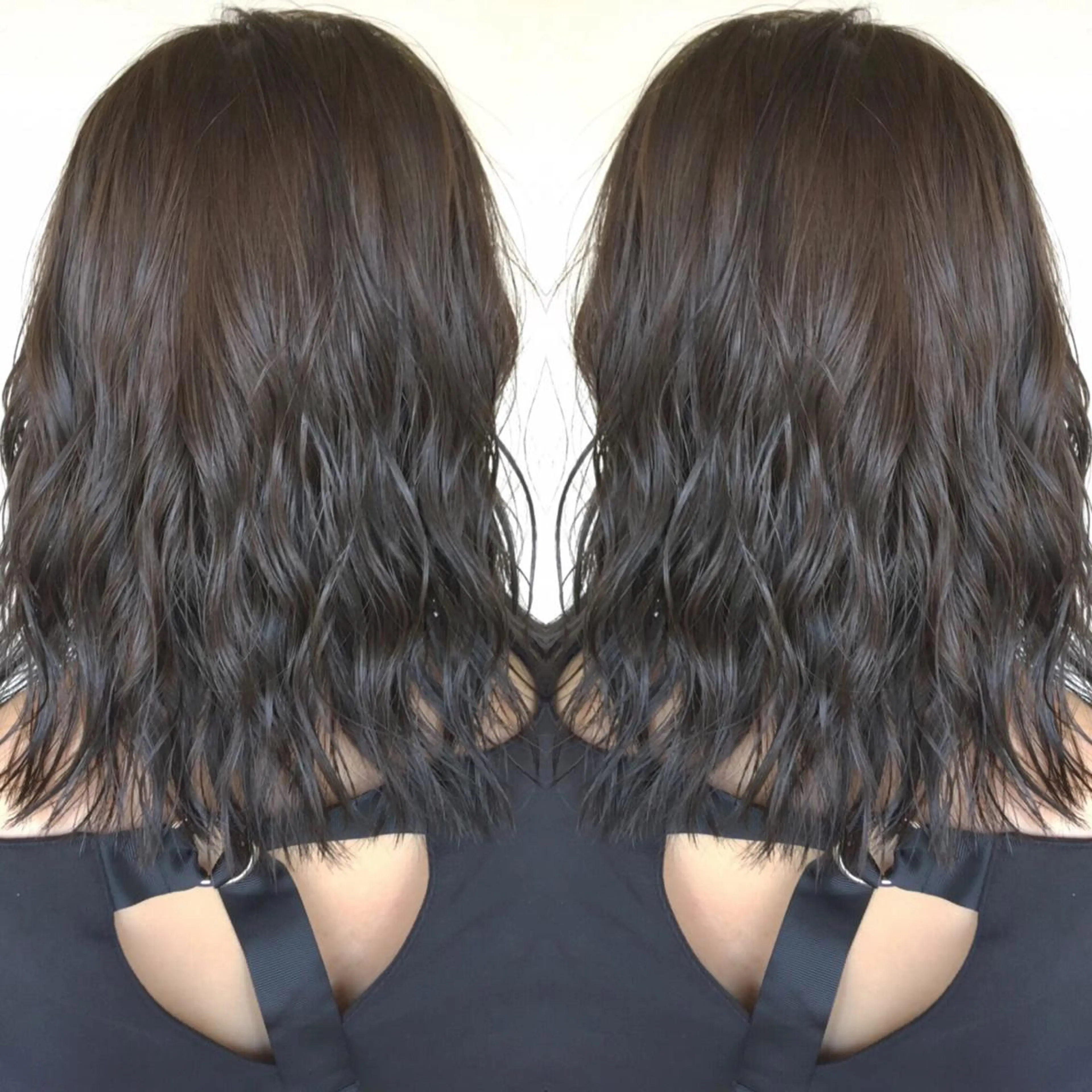 ミディアム カラー パーマ ヘアアレンジ アッシュ ダークアッシュ エグチ アキラのヘアスタイル