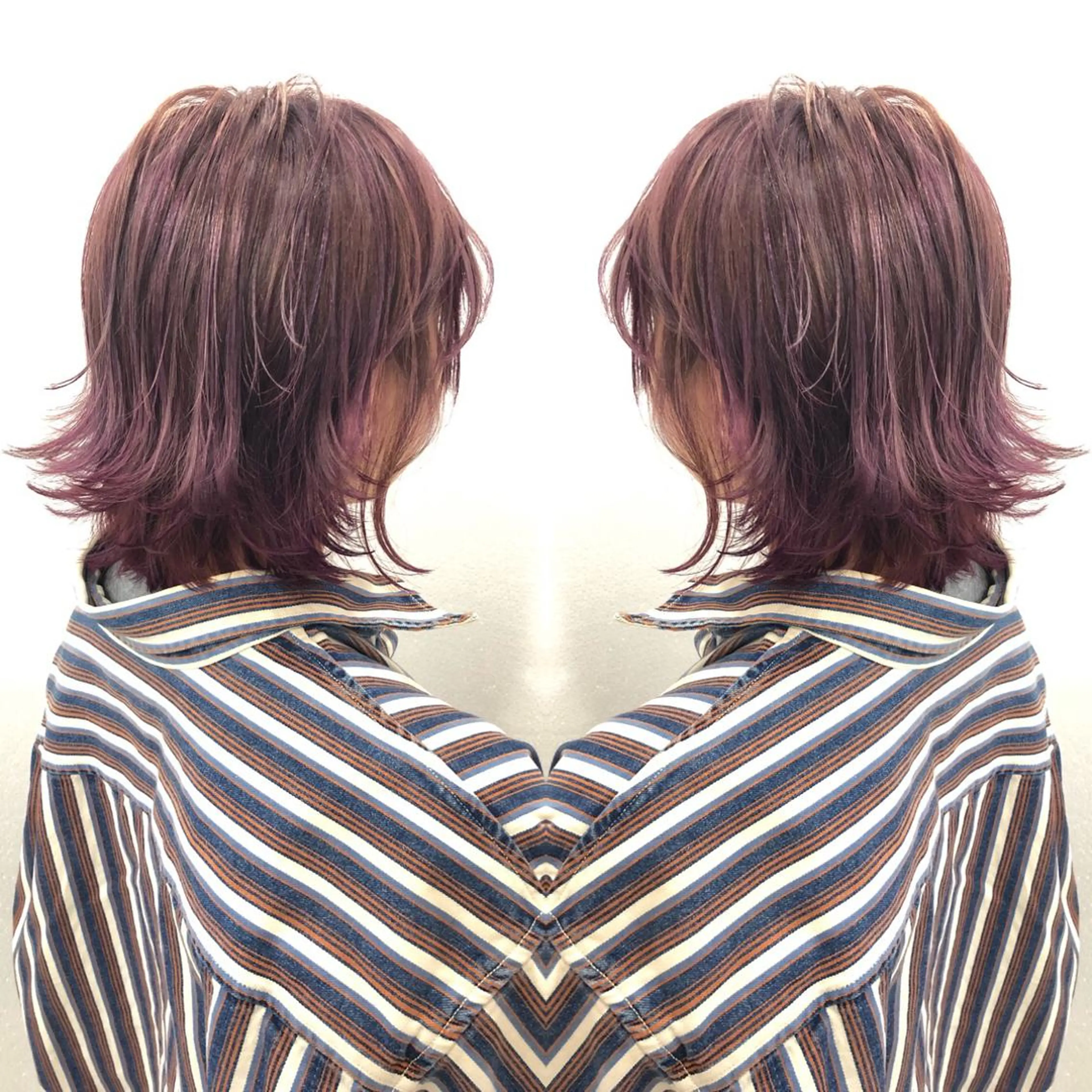 ミディアム カラー アディクシーカラー パープルカラー 髪質改善特化サロン ICONIQ天神店のヘアスタイル