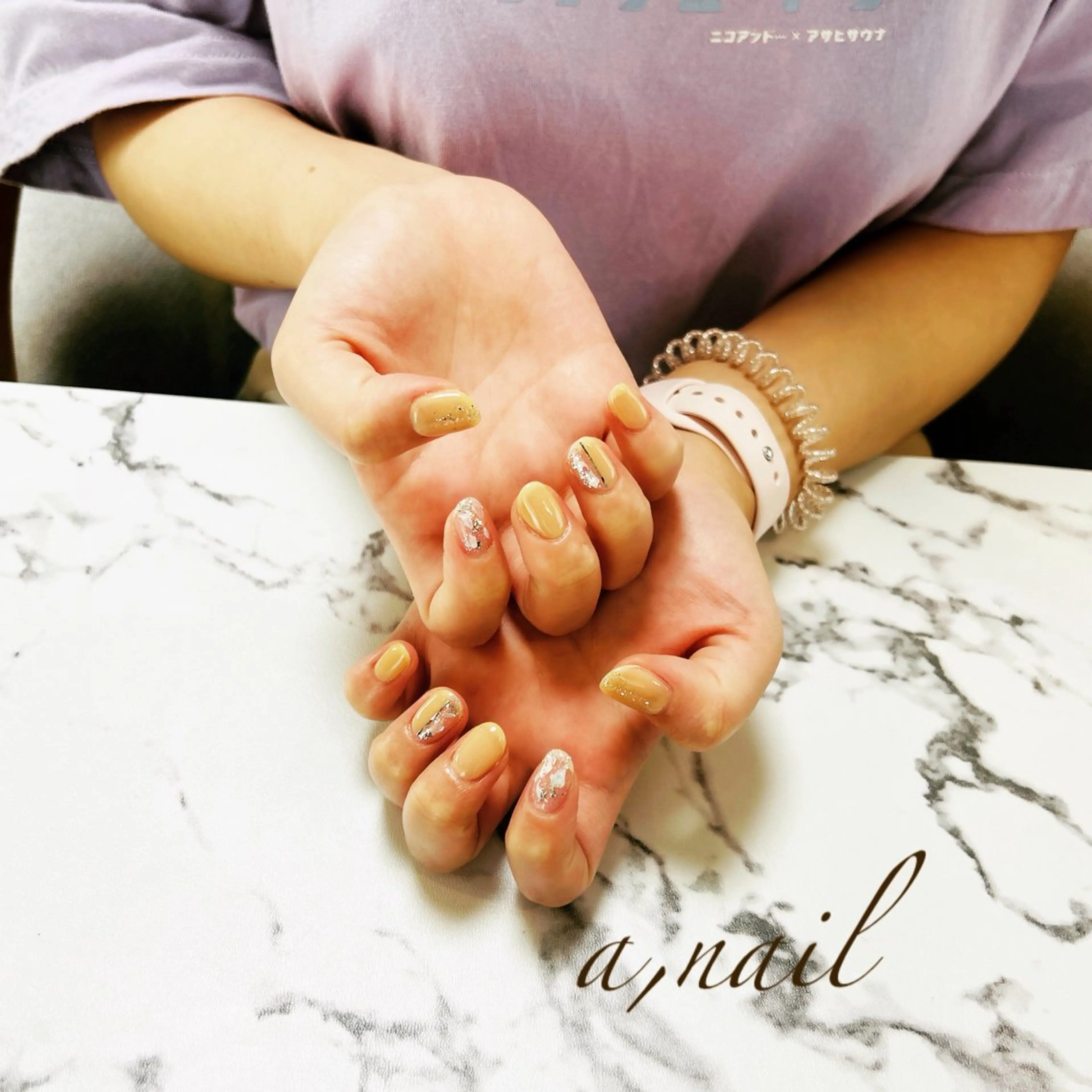 ネイル キラキラネイル ラメ(グリッター) オフィスネイル シンプルネイル 夏ネイル ハンドネイル ネイルサロン エーネイルのネイルデザイン