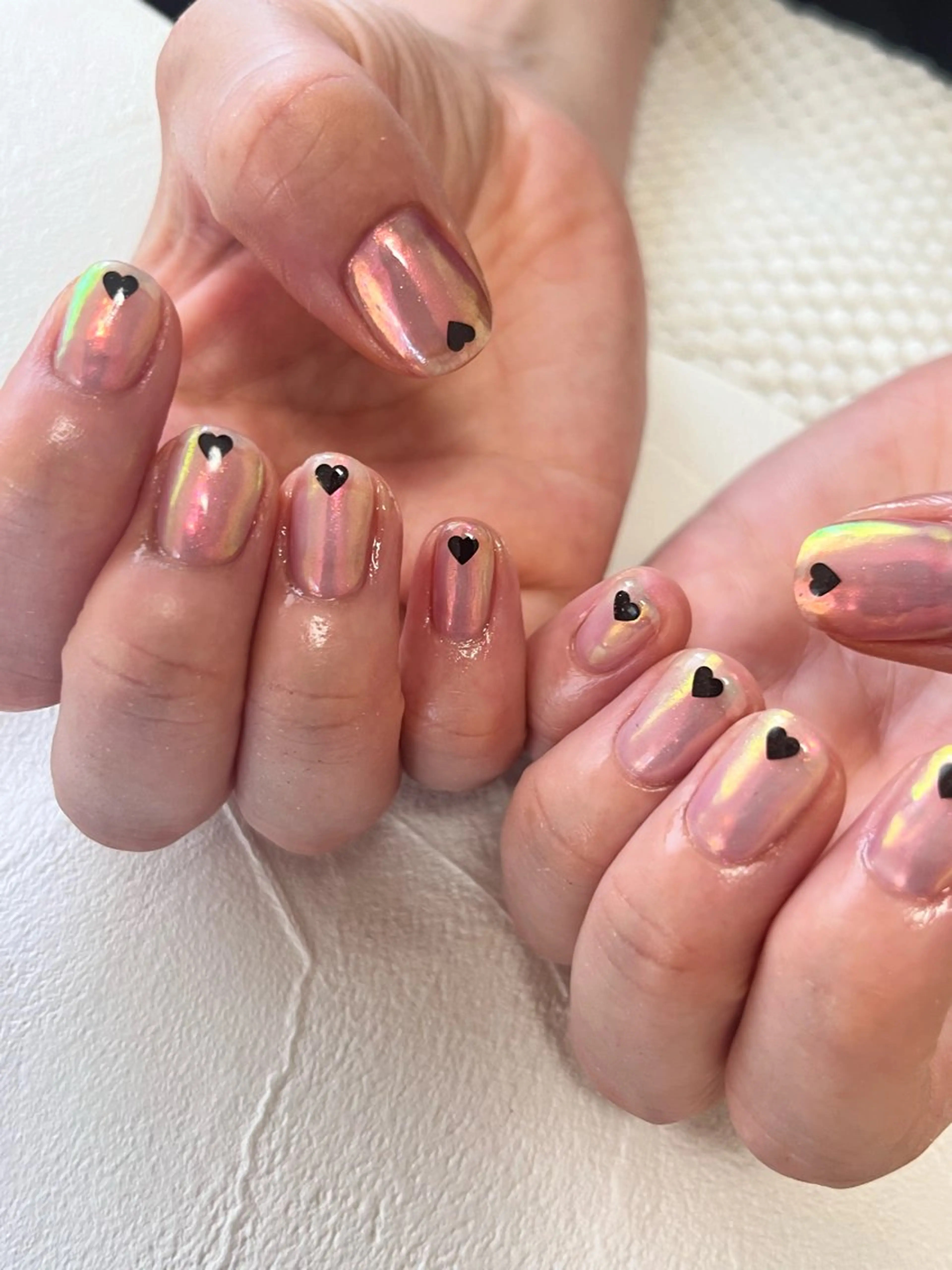 ネイル オーロラネイル ジェルネイル ハート ハンドネイル tamu nail 　金町のネイルデザイン