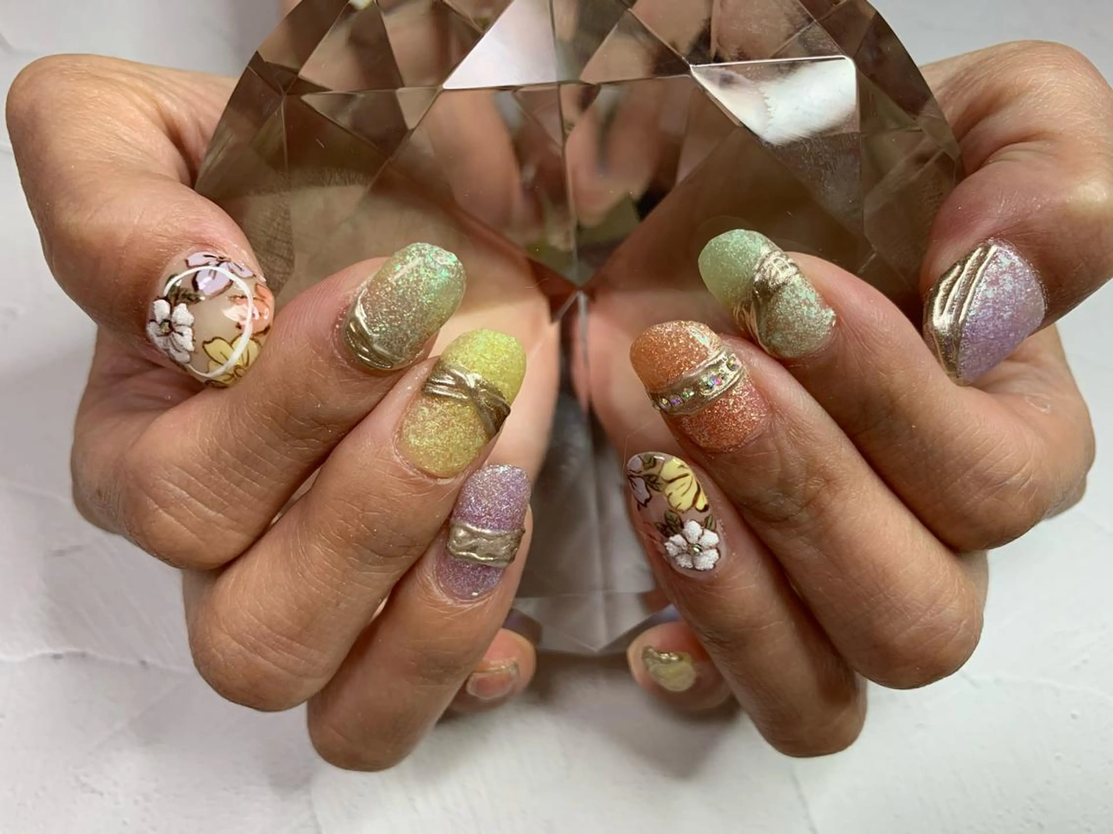 ボアフラワーとミラーネイル・オフ込み（オフ無−500）の写真