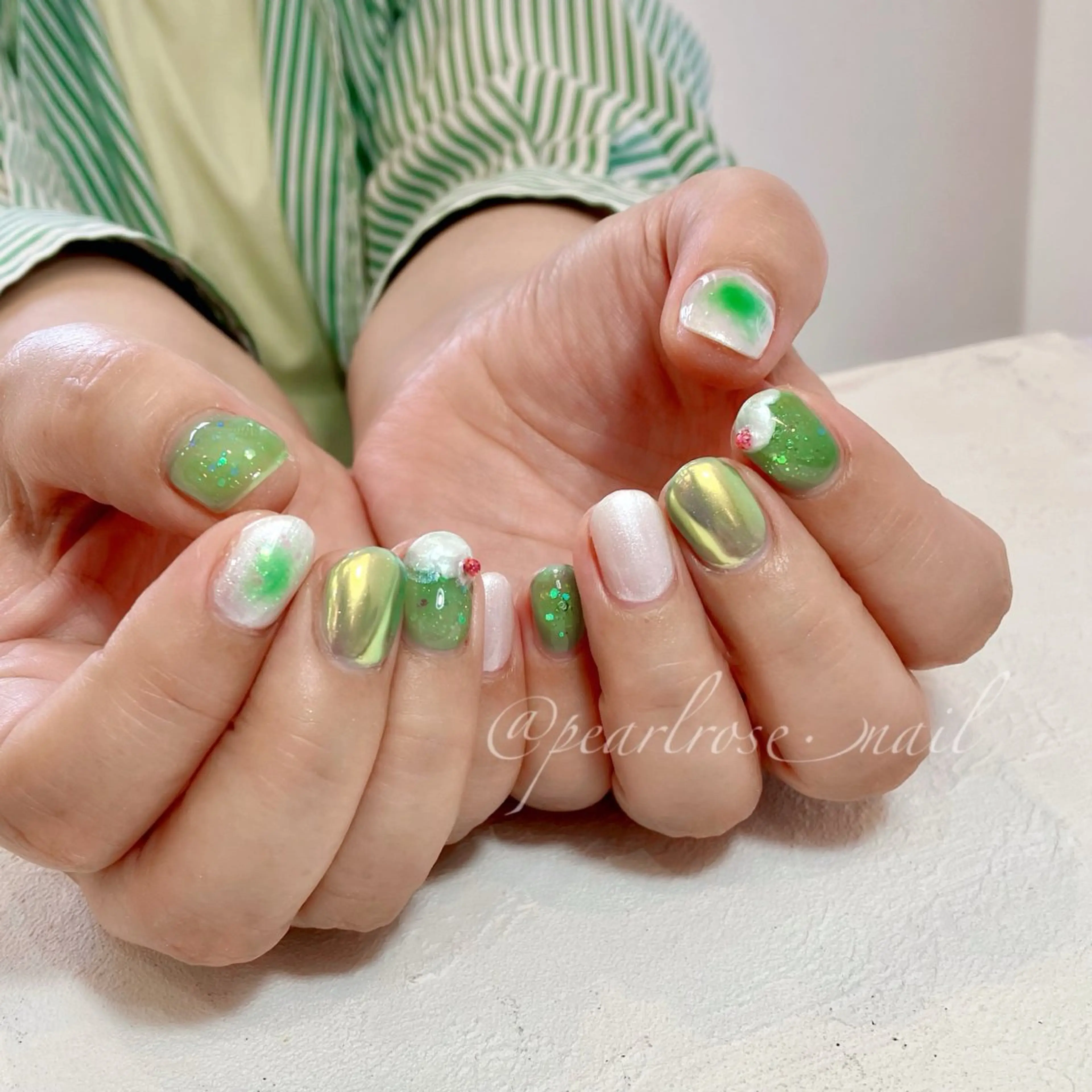 ネイル ハンドネイル Beauty salon Ryu・ange所属・PEARL ROSE パールローズのネイルデザイン