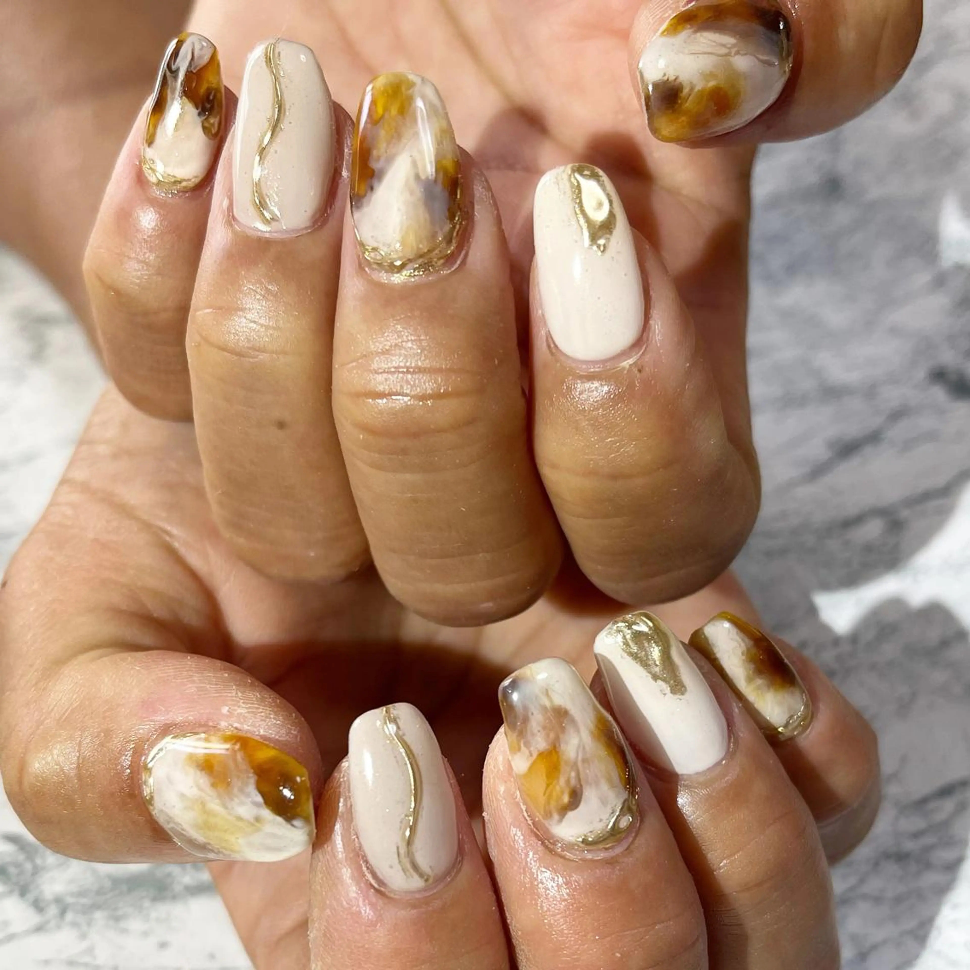 ネイル べっ甲ネイル フットネイル 大理石ネイル(マーブル) ニュアンスネイル シンプルネイル ネイル フフラ所属・nail fufla ♡yamane♡のネイルデザイン