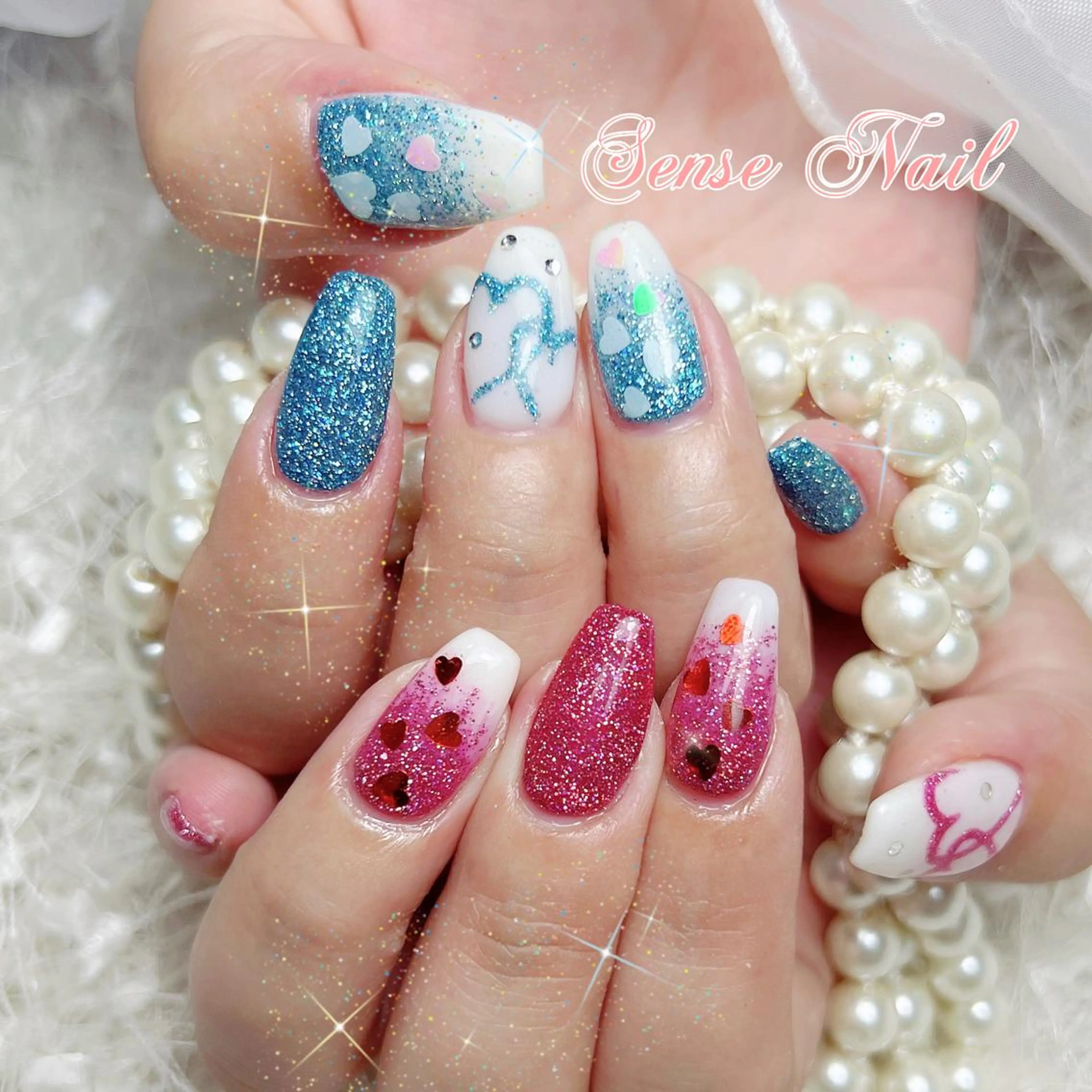 ロング カラー パーマ ヘアアレンジ メンズ マツエク・マツパ ネイル キッズ アイブロウ 🎀Sense Nail池袋店🎀のネイルデザイン