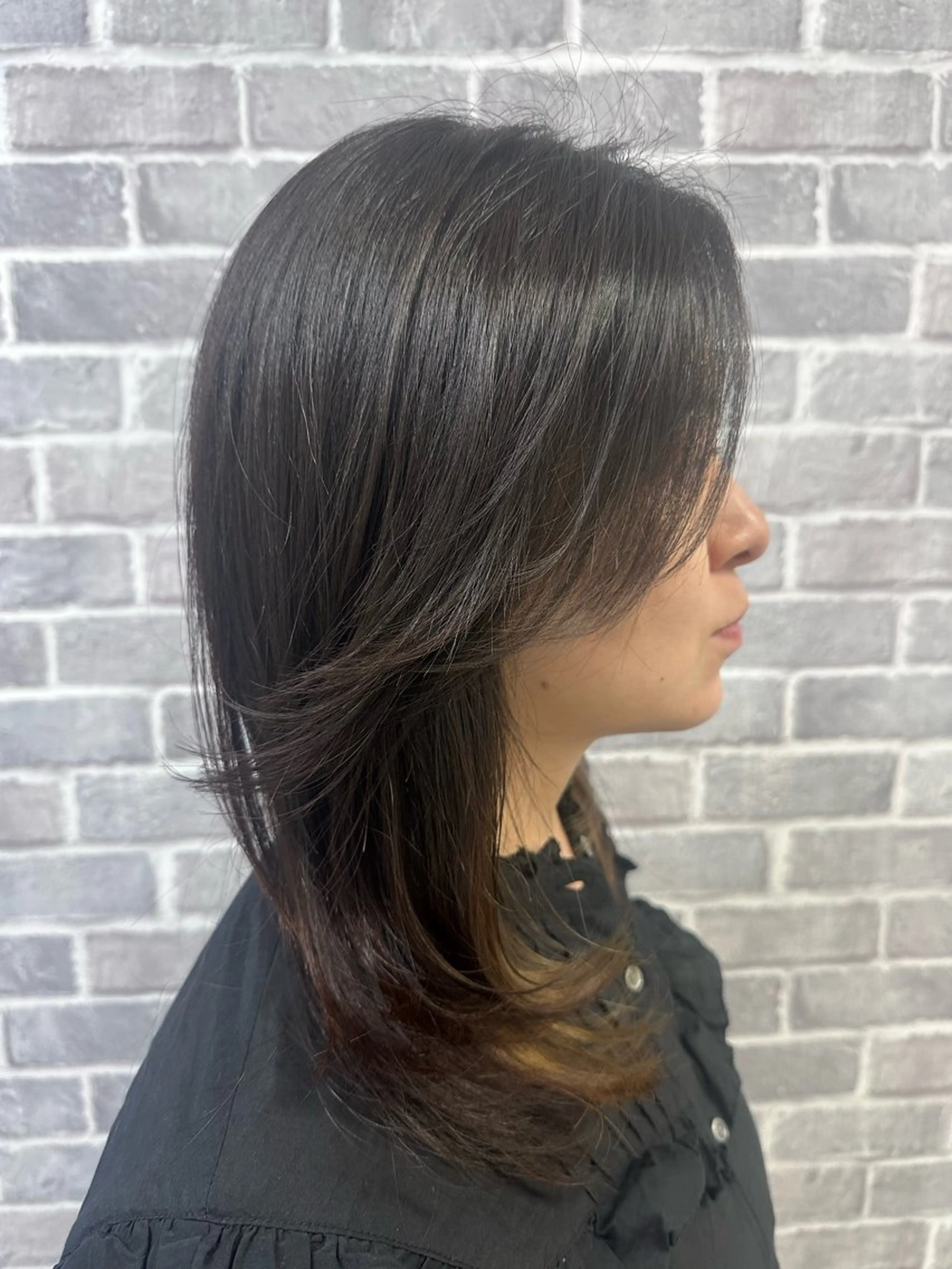 セミロング セミロングパーマ ボブ レイヤーカット トリートメント カット ヘアカラー トリートメント Noy所属・Noyヨシモト ヒロトのヘアスタイル