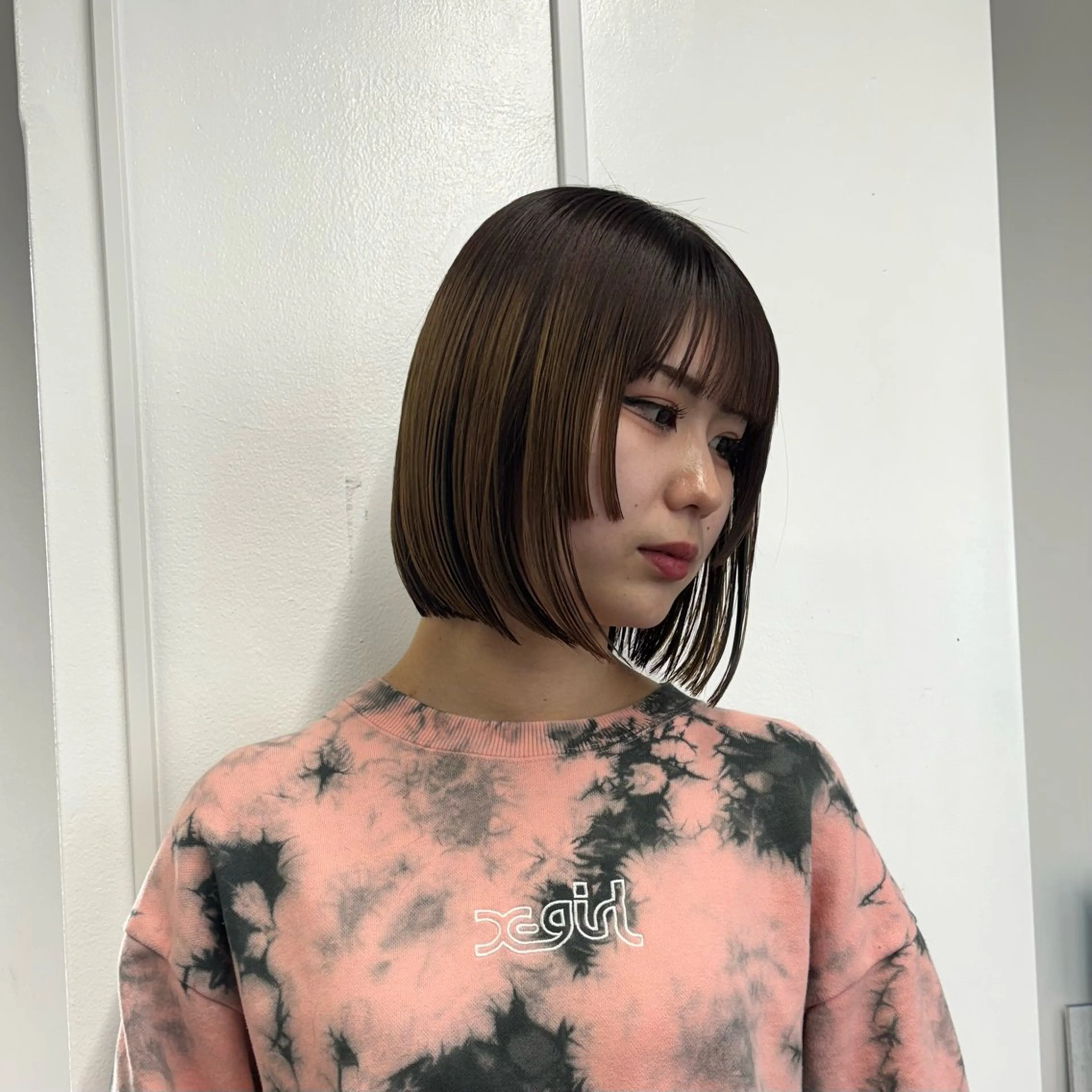 ショート 切りっぱなしボブ 前下がりボブ ボブ カット ヘアカラー トリートメント ヘアセット ボブ/透明感カラー 🇰🇷Ryotaのヘアスタイル