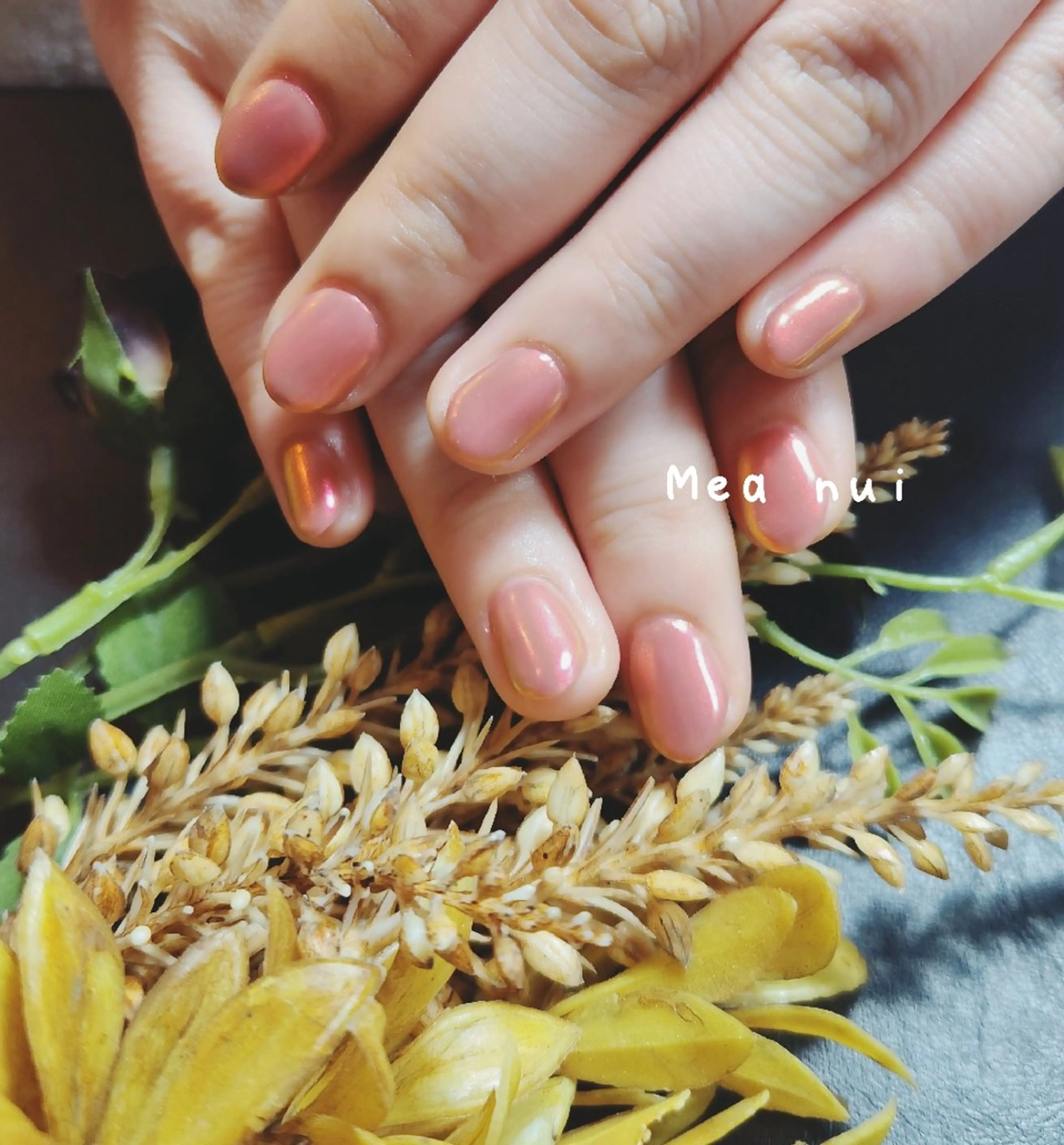 ネイル オーロラネイル ミラーネイル ワンカラーネイル ピンク 【推し活応援サロン】 Mea nuiのネイルデザイン