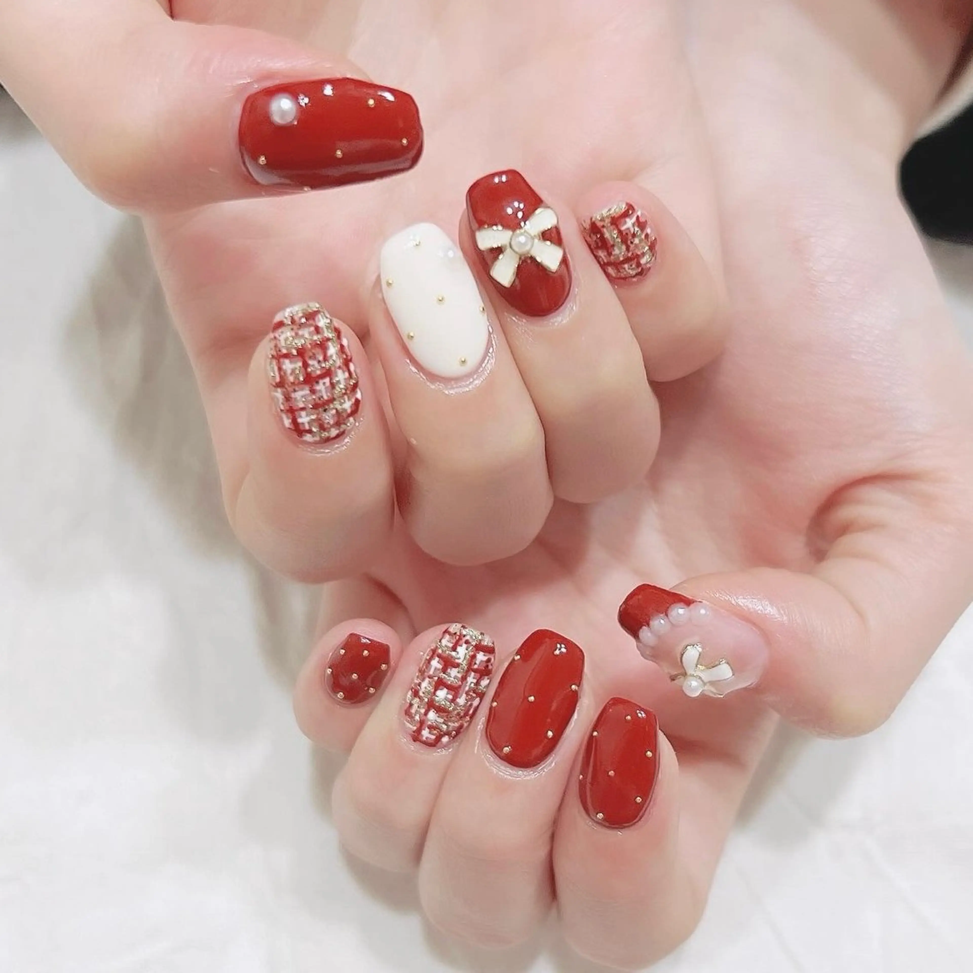 ネイル ボルドー 冬ネイル クリスマス ハンドネイル peaberry nailのネイルデザイン