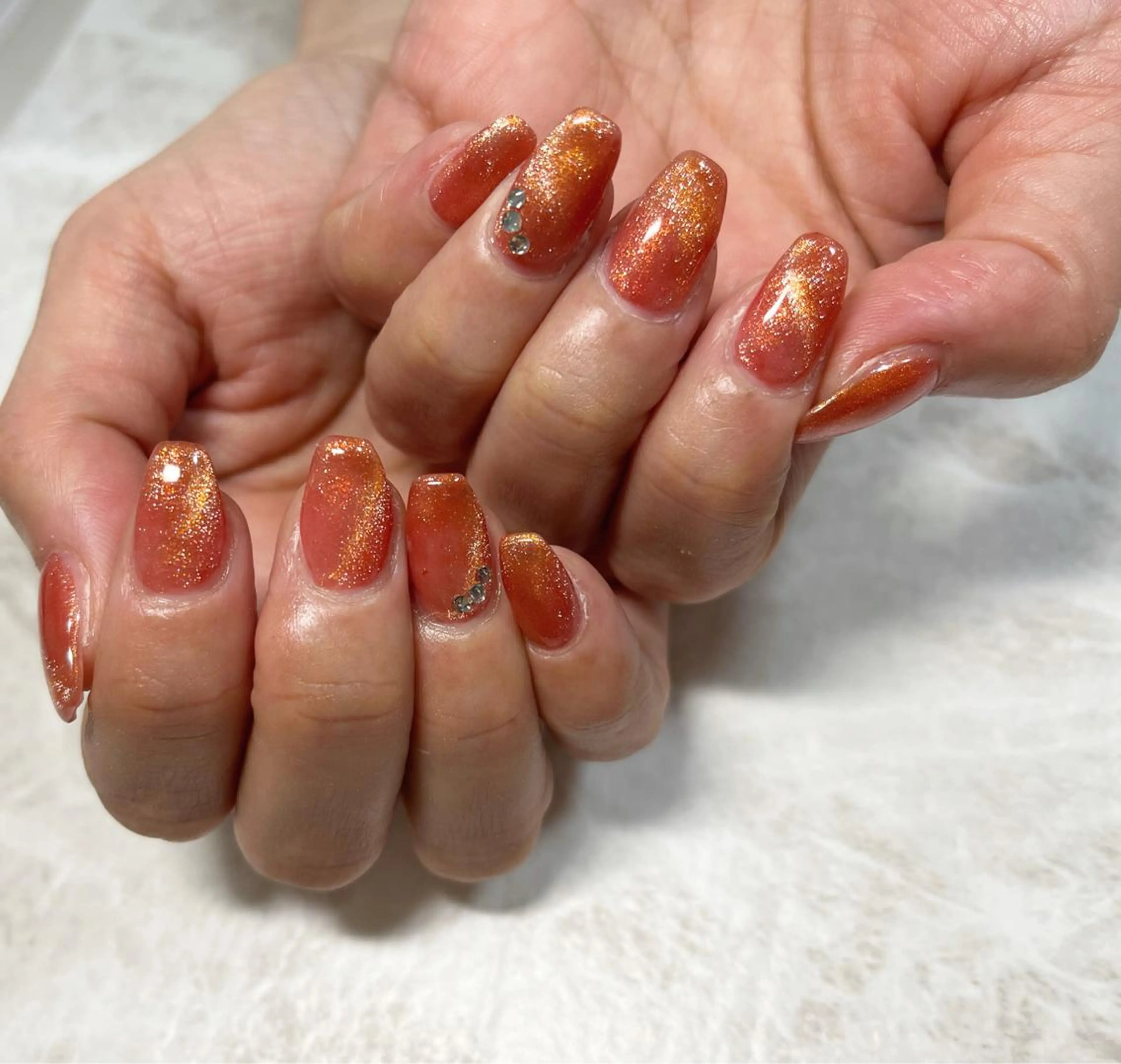 ネイル フットネイル ニュアンスネイル オレンジ シンプルネイル 春ネイル ネイル フフラ所属・nail fufla ♡yamane♡のネイルデザイン