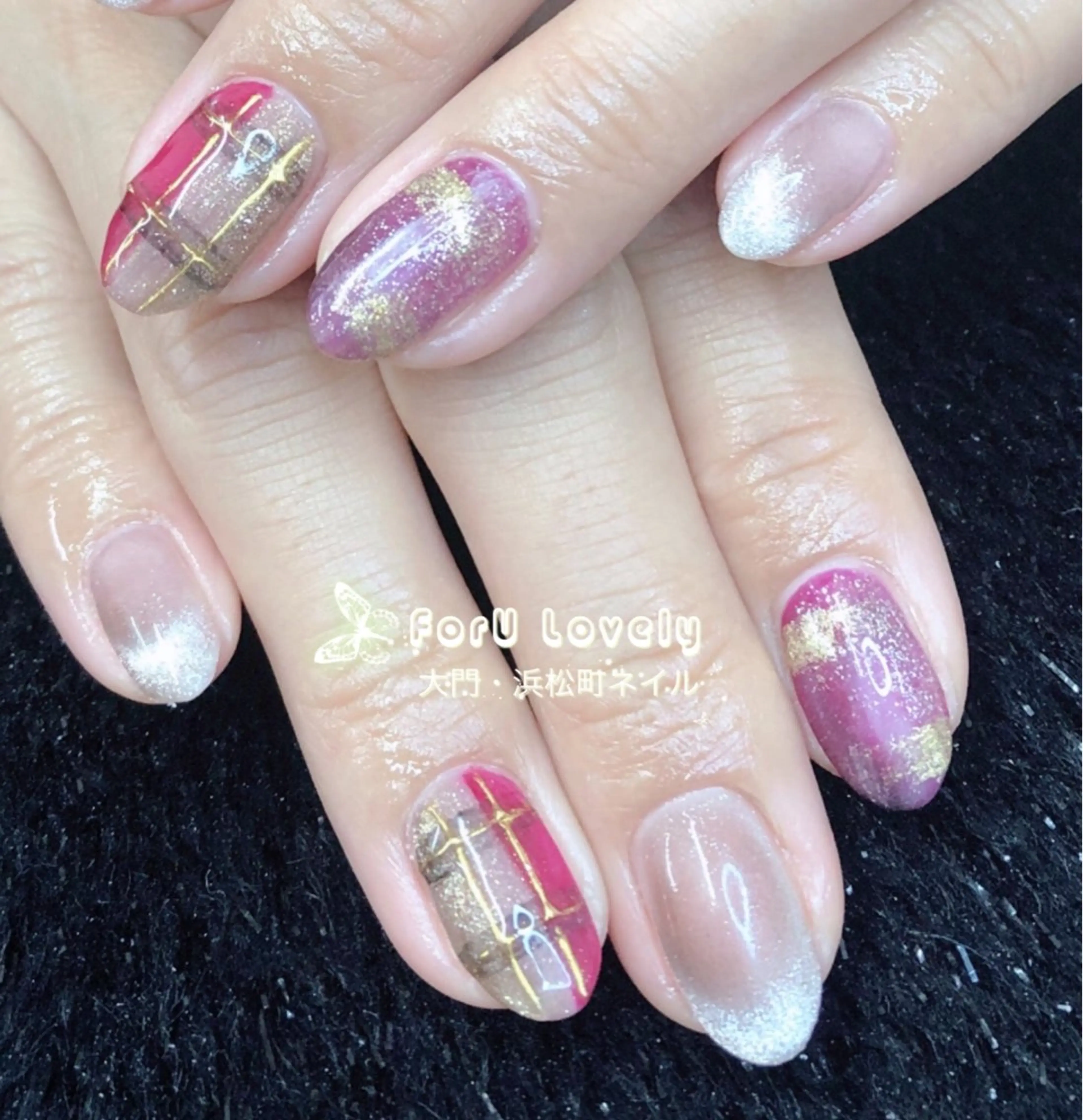 ネイル べっ甲ネイル 長さ出し フレンチネイル ジェルネイル 韓国ネイル 大門浜松町 ネイルのネイルデザイン