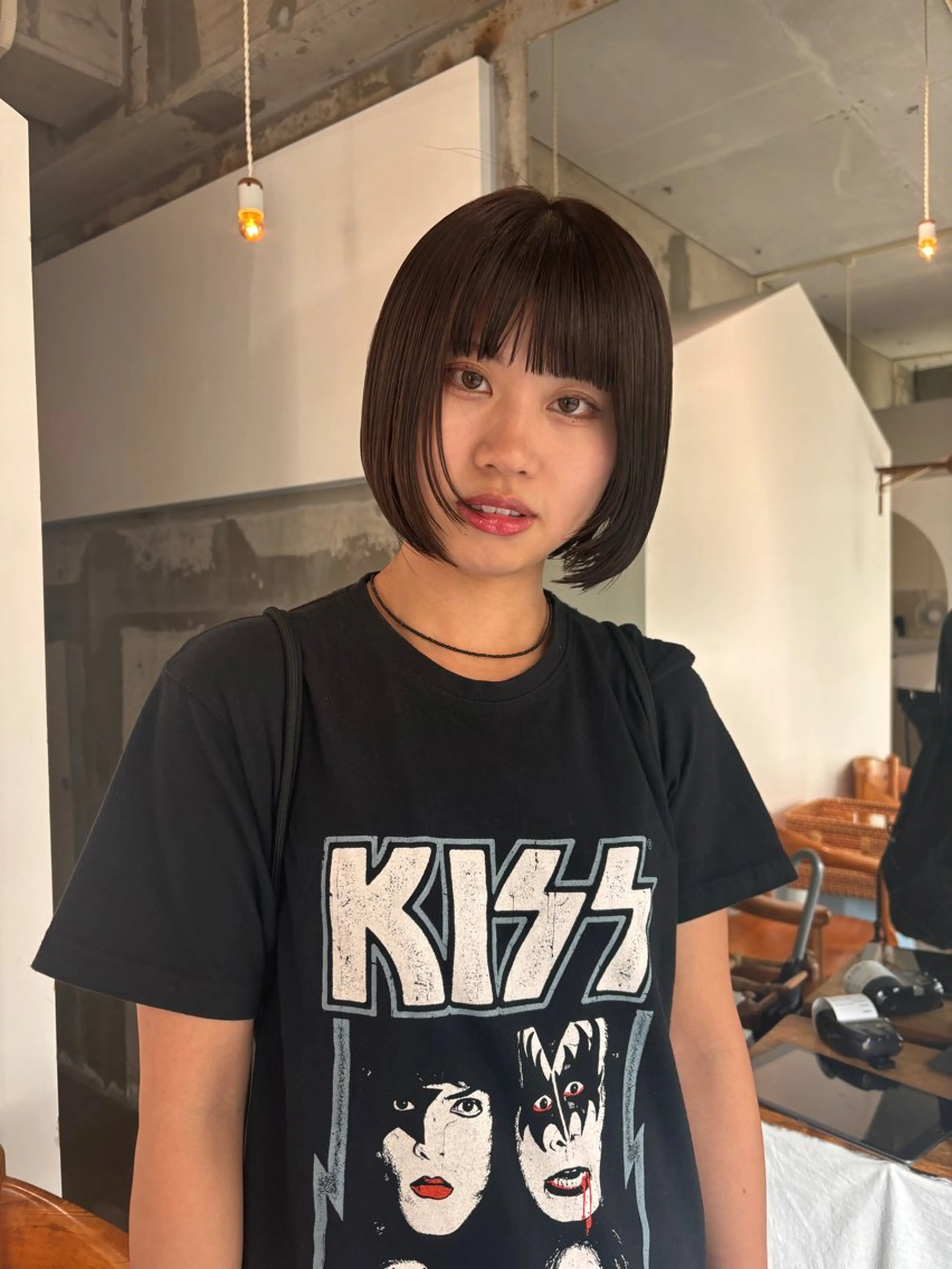 ミディアム カラー ブラウンカラー ダークブラウン ボブ mirai/レイヤー ボブ/ショートのヘアスタイル