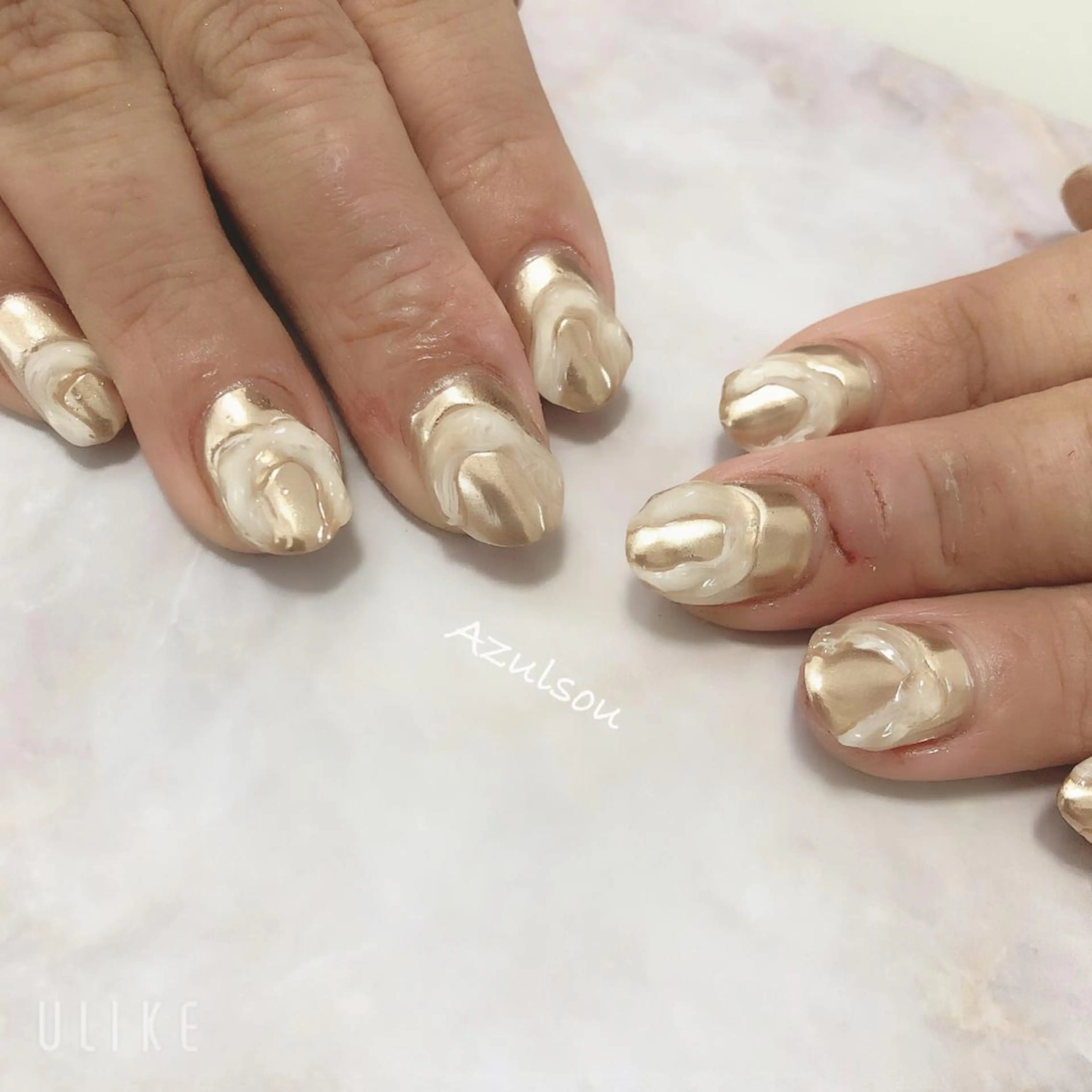 ネイル ジェルネイル 韓国ネイル ミラーネイル 持ち込み ニュアンスネイル Azulsou 廣川愛のネイルデザイン