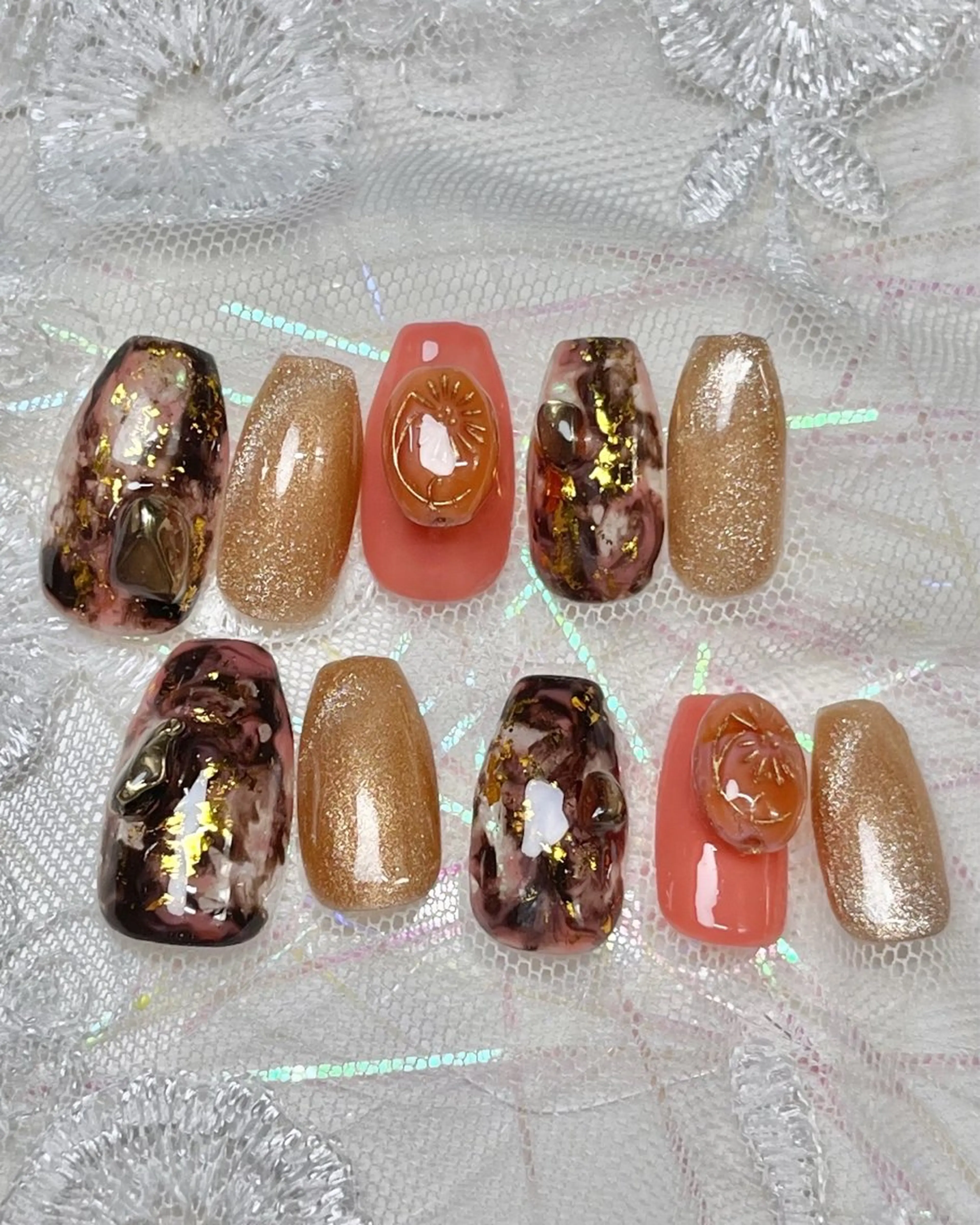 ネイル べっ甲ネイル ブラウン ニュアンスネイル ハンドネイル plume nail ☆韓国ネイルのネイルデザイン