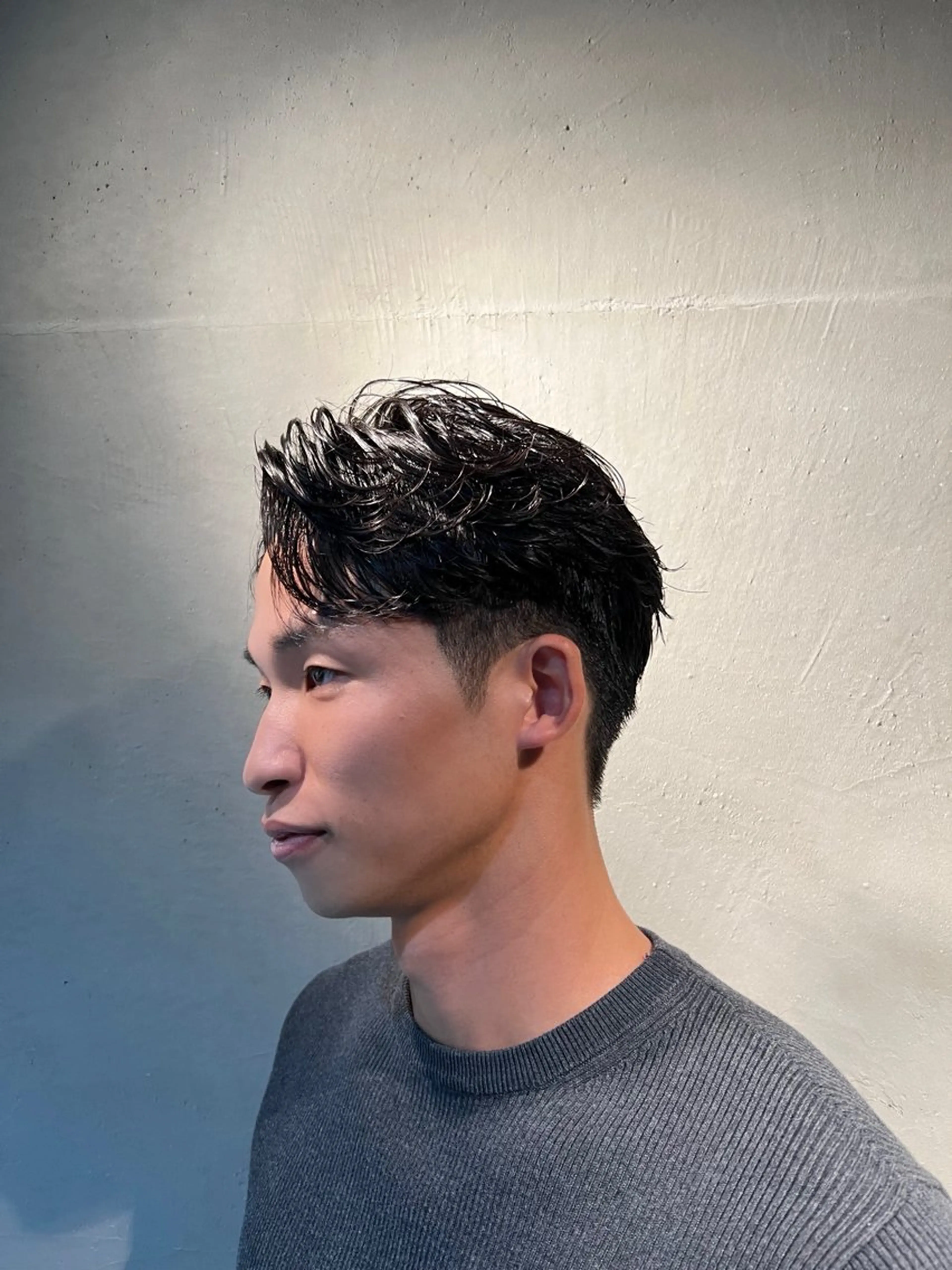 ショート パーマ メンズ メンズパーマ 刈り上げ かきあげバング Alo所属・💥メンズパーマ /表参道/モント💥のヘアスタイル