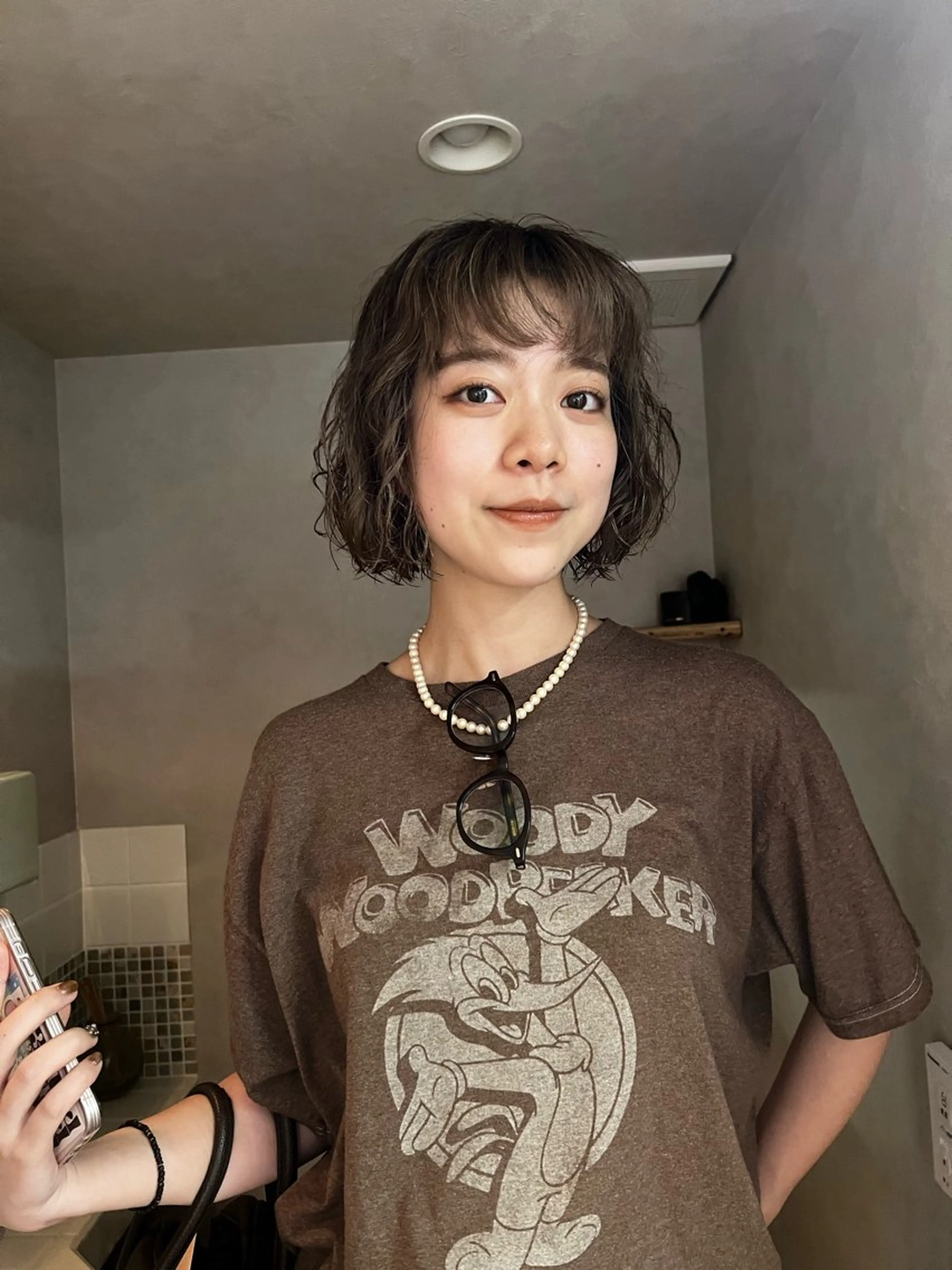 ミディアム パーマ nishido ハイライト/メンズのヘアスタイル