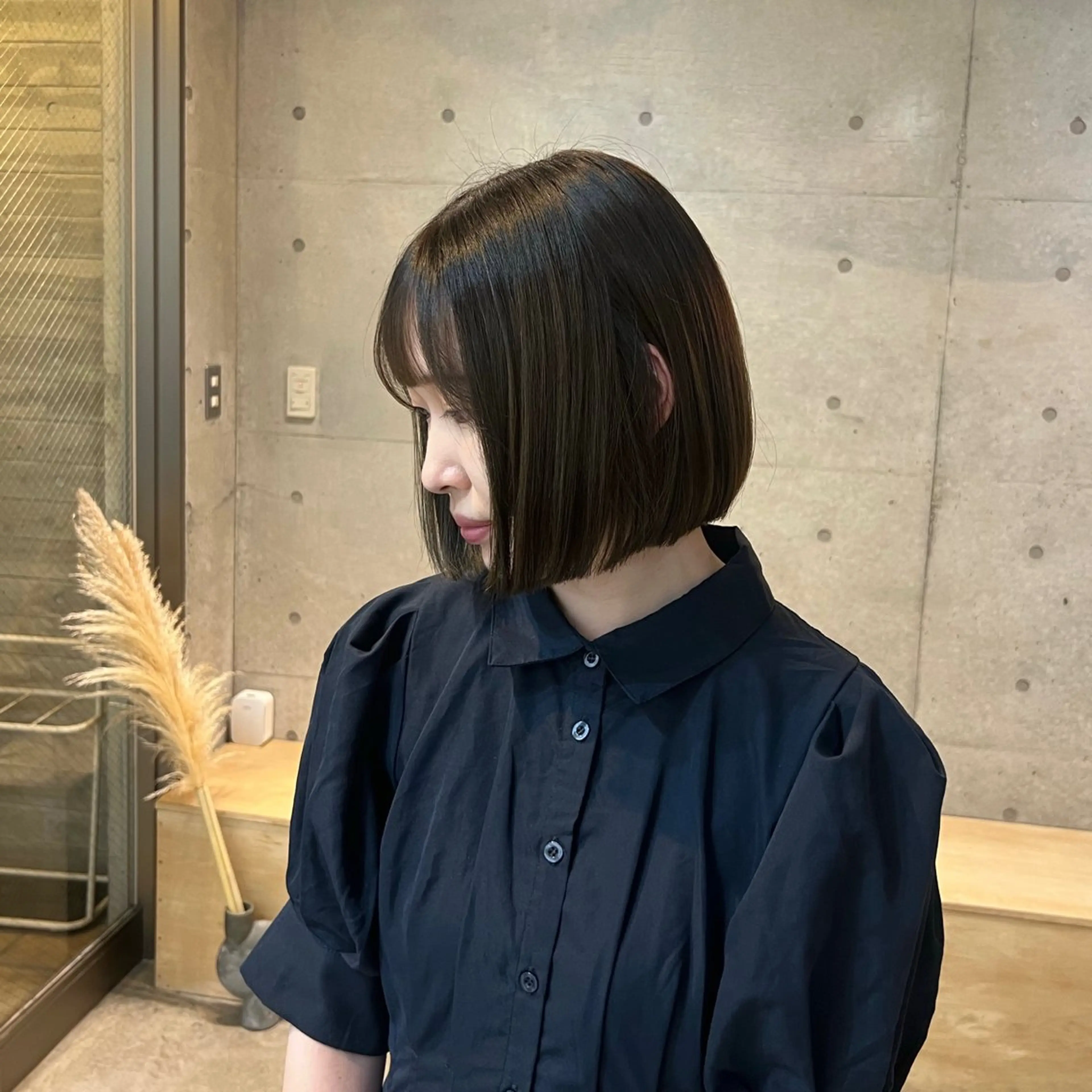 ミディアム カラー ヘアカラー トリートメント akane/ボブ /オリーブ/ブラウンのヘアスタイル