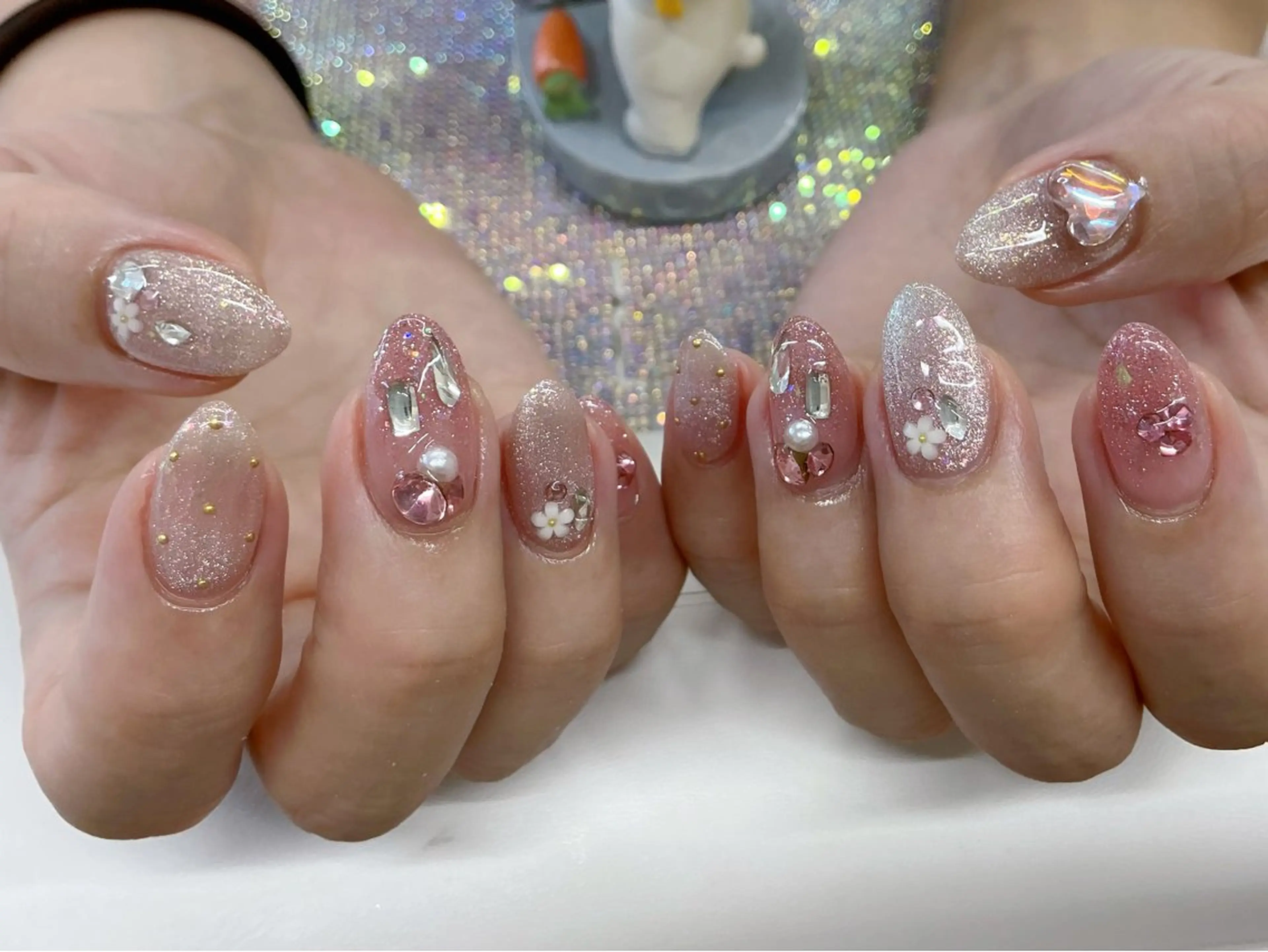 ネイル オーロラネイル チークネイル 長さ出し フットネイル フレンチネイル ハンドネイル J&C Nail Salon吉祥寺所属・YU KIのネイルデザイン