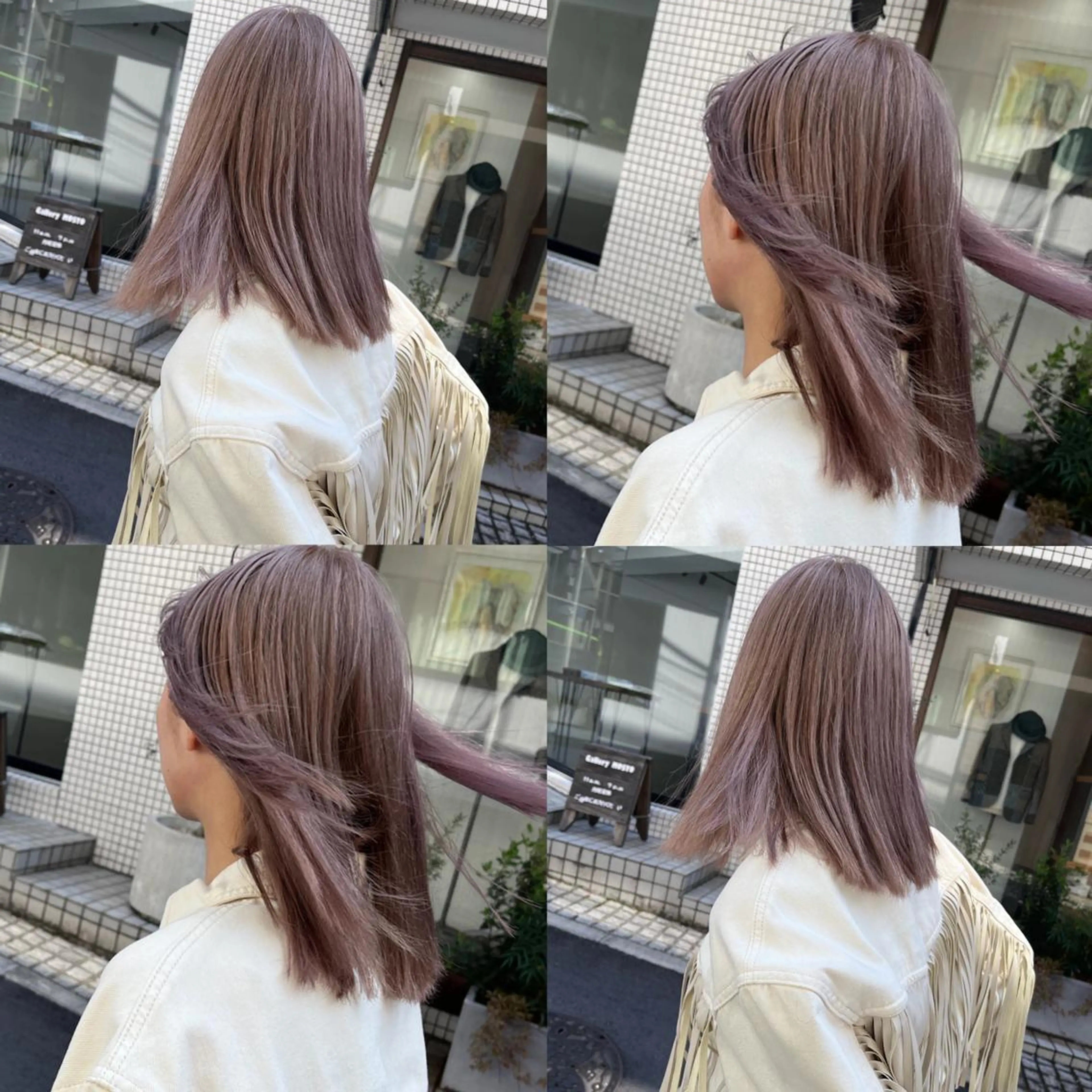 ミディアム カラー ベージュカラー ブリーチ ケアブリーチ ダブルカラー ハイトーンカラー カット ヘアカラー トリートメント ヘッドスパ ヘアセット カジュアルを女っぽく 𝗮𝘆𝗮𝗰𝗼のヘアスタイル