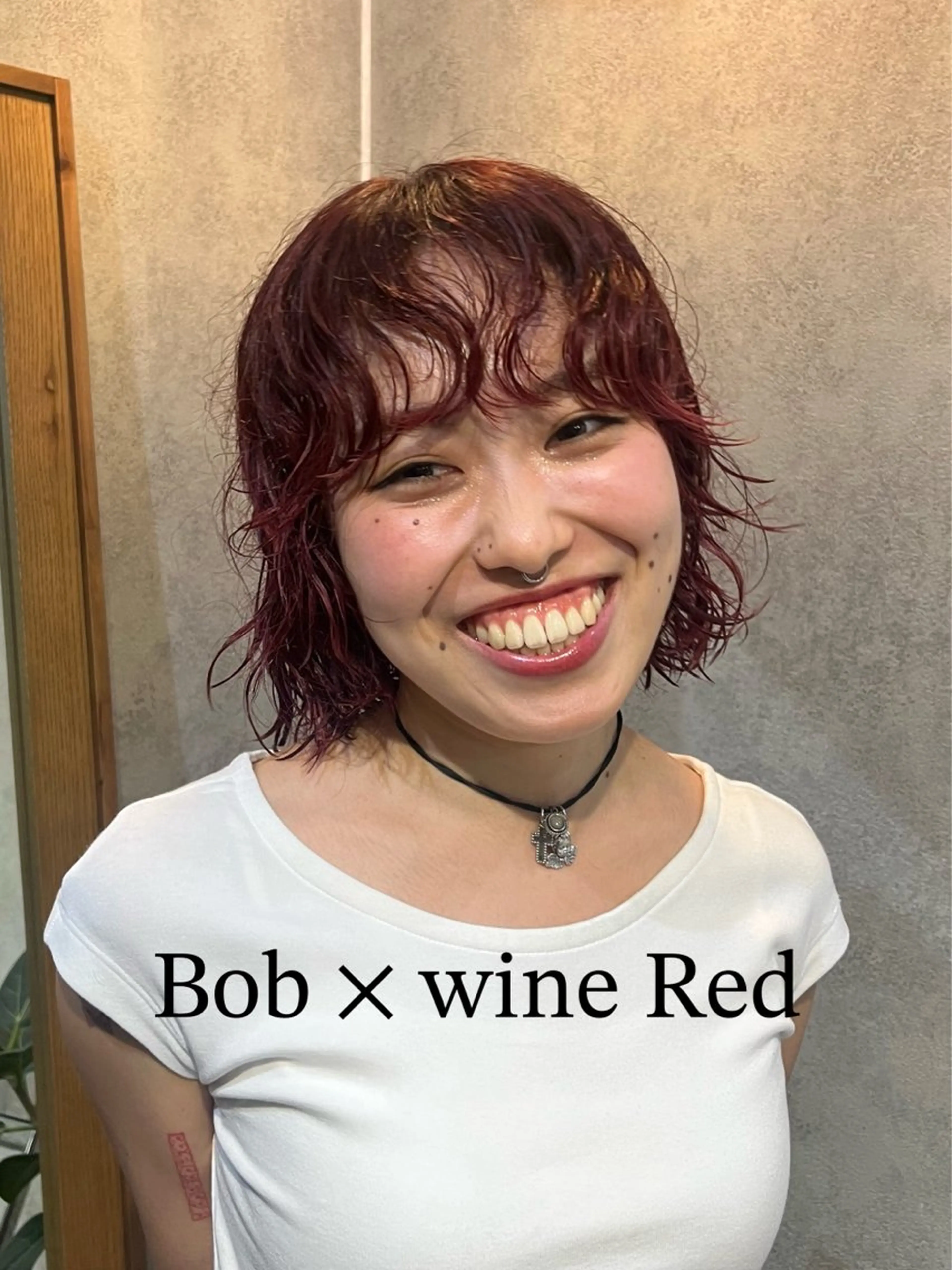 ショート カラー パーマ ヘアカラー トリートメント ボブ/プツッとボブ/ 暖色カラー/モエのヘアスタイル