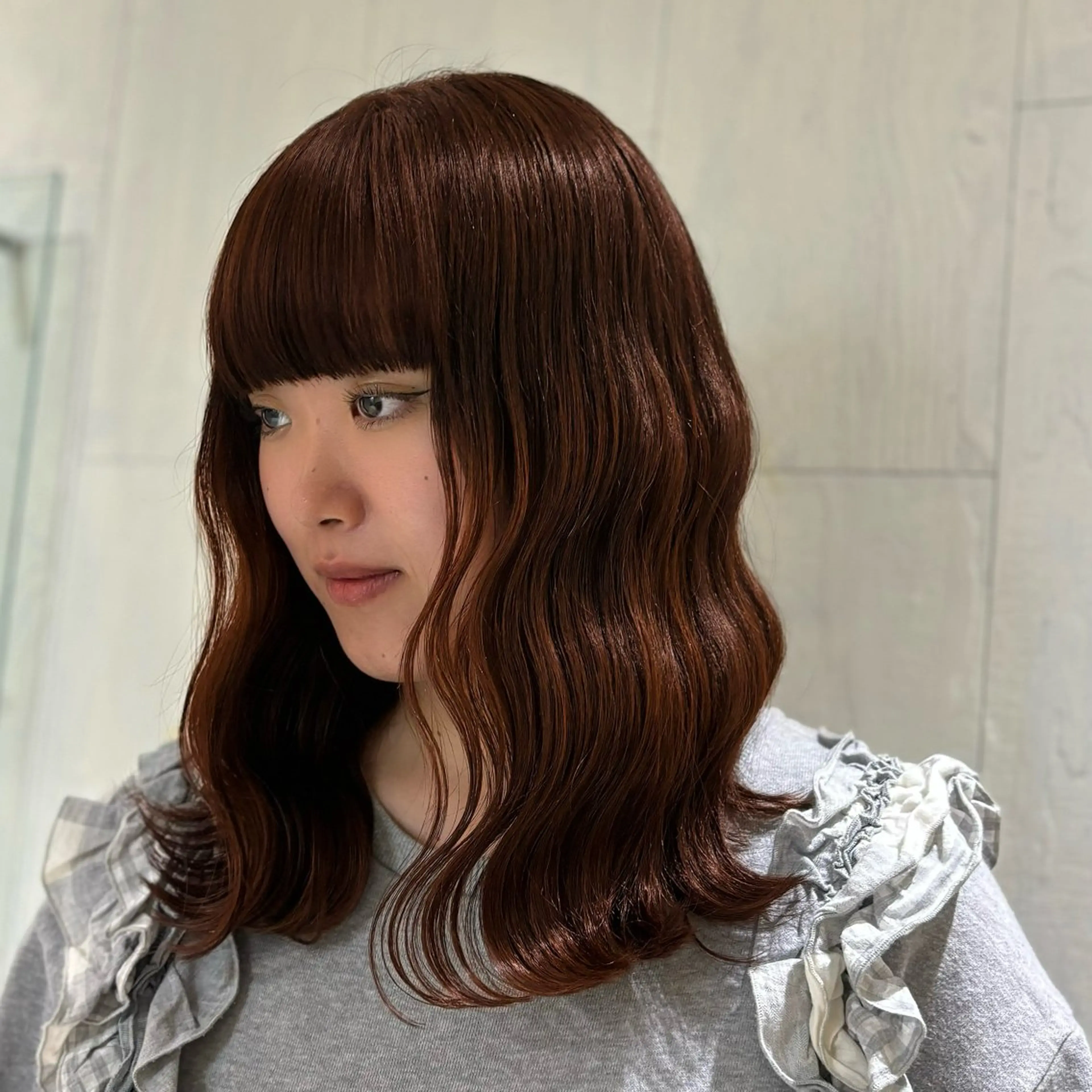 ミディアム オレンジブラウン ヘアカラー トリートメント kotone🦋 艶髪/似合わせカラーのヘアスタイル