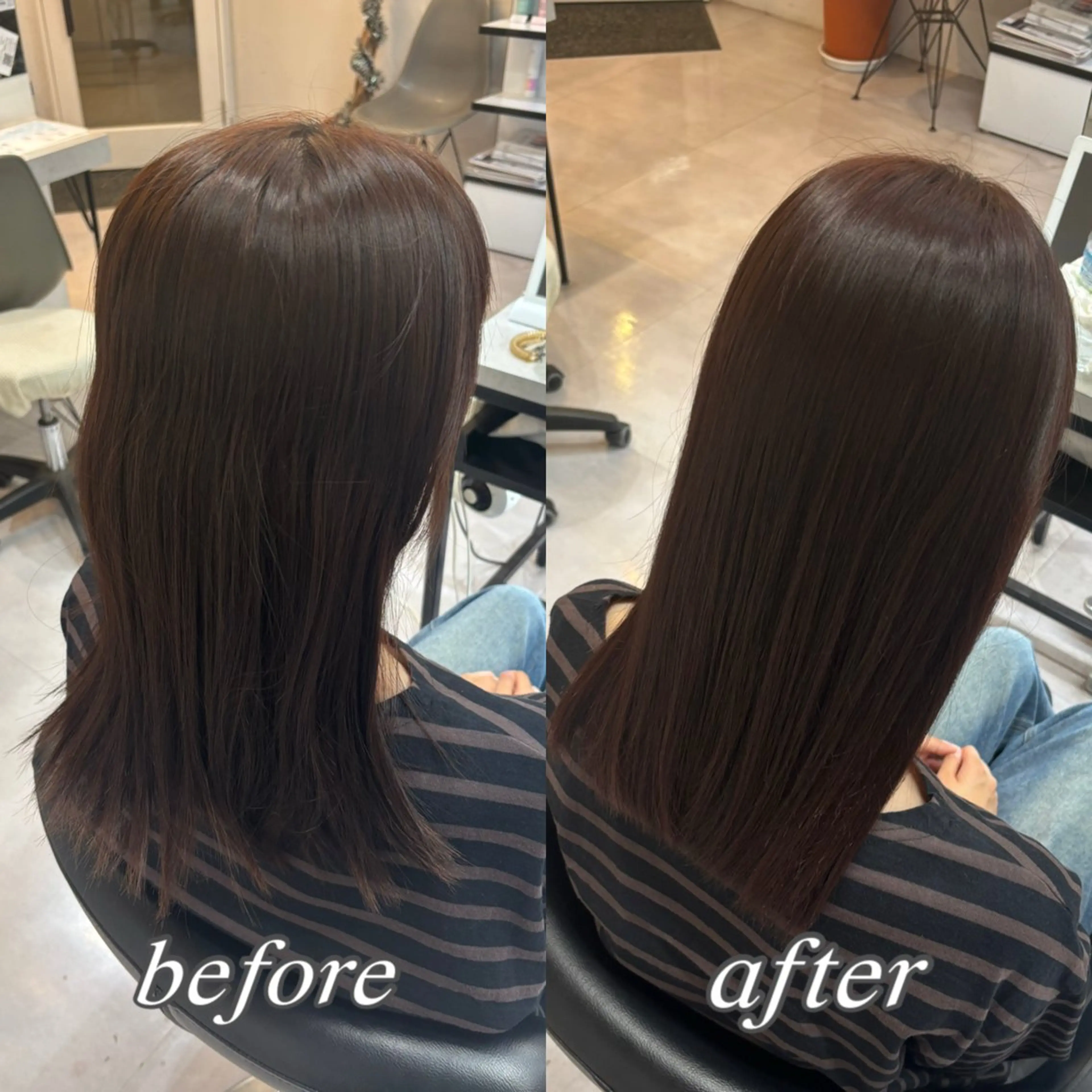 ミディアム カラー 髪質改善 縮毛矯正 ヘアカラー トリートメント 🌙髪質改善カラー Momoka🦋のヘアスタイル