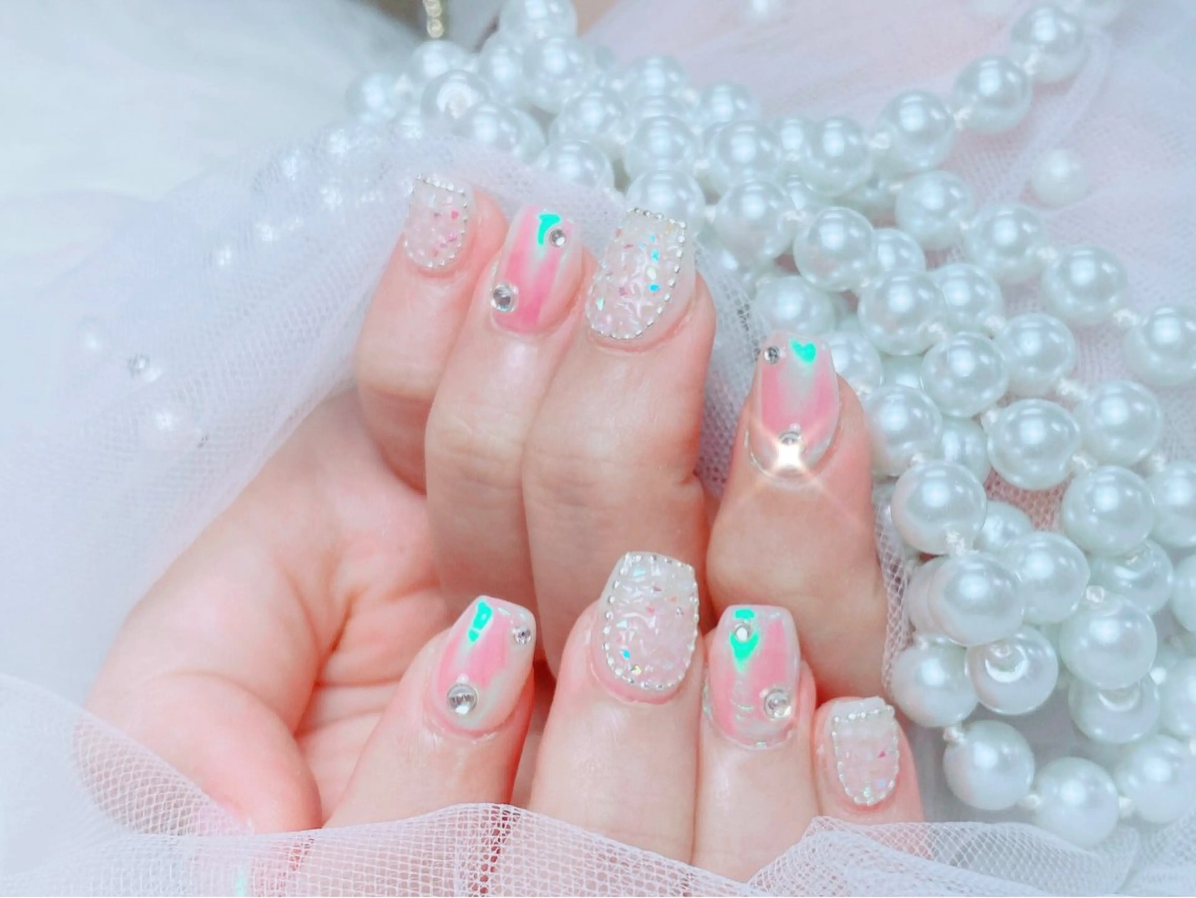 ネイル オーロラネイル チークネイル 長さ出し フットネイル フレンチネイル ハンドネイル ハンドケア lily nailのネイルデザイン