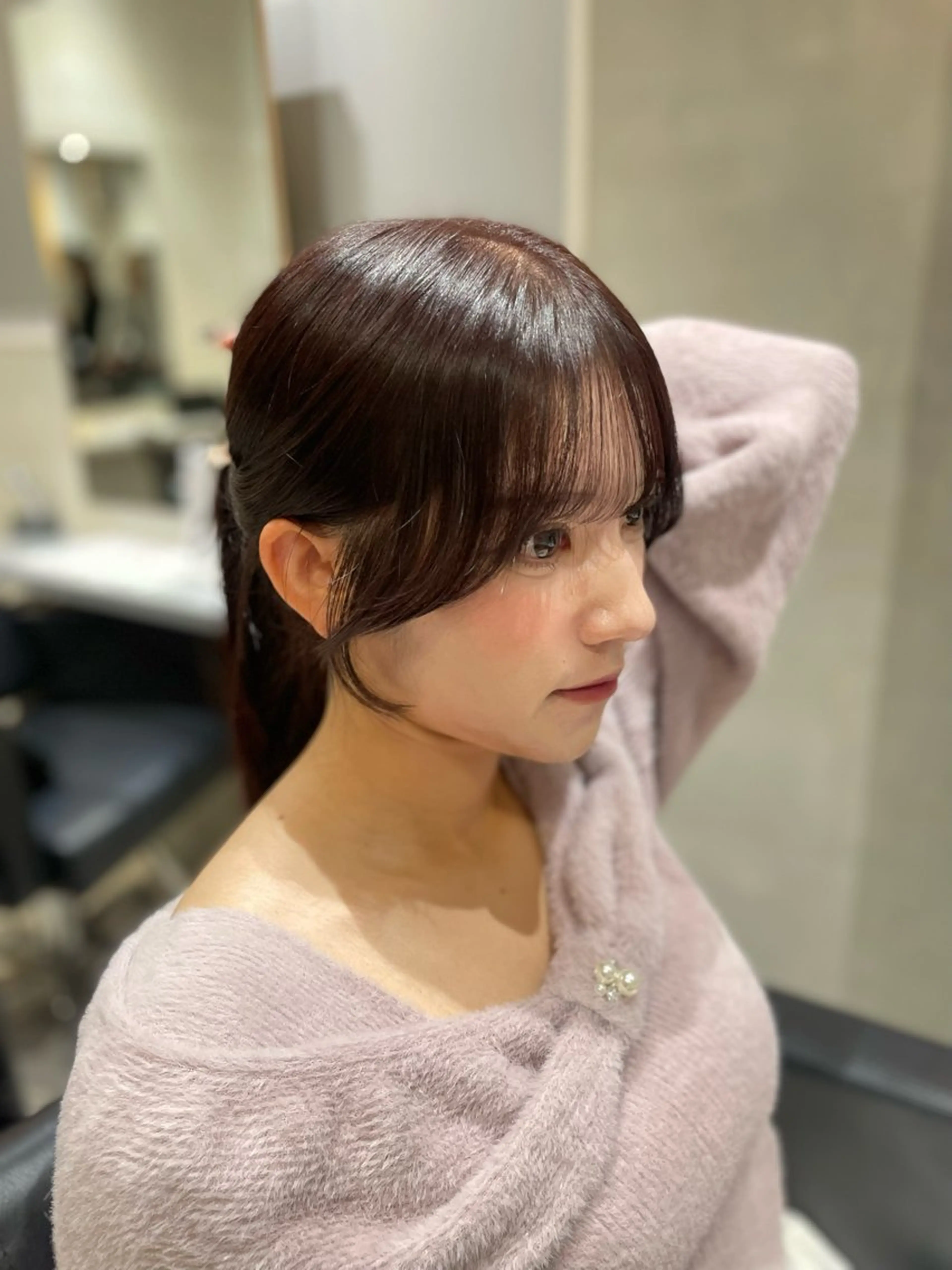 セミロング カット ヘアカラー 縮毛矯正 トリートメント 髪質改善×透明感× 艶髪🥀HIYORIのヘアスタイル