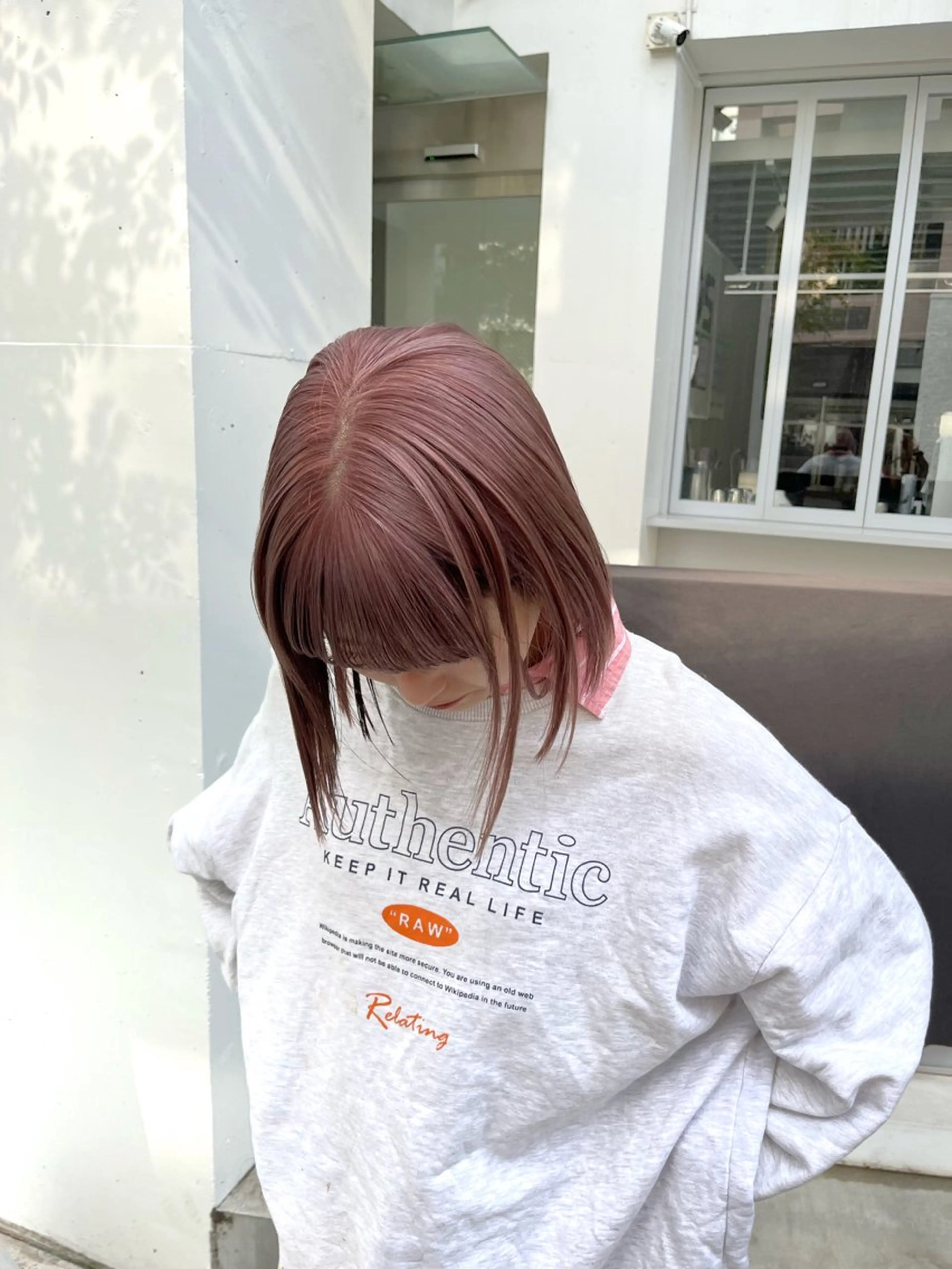 ミディアム カラー ミストバング ベージュカラー  フェイスフレーミング ピンクカラー ピンクベージュ 艶カラー 🤍🫧/makoのヘアスタイル