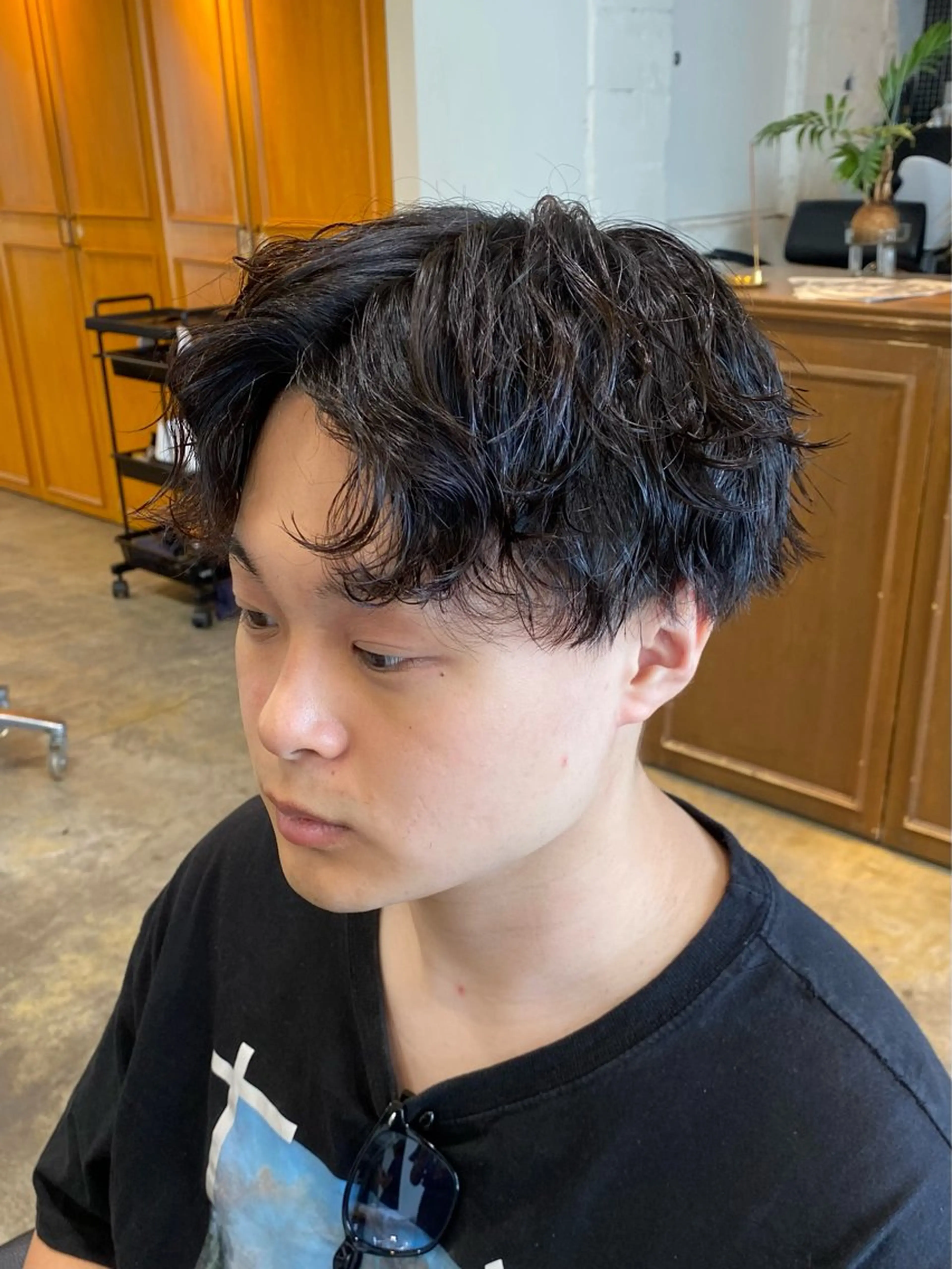 ミディアム パーマ メンズ カット パーマ トリートメント レイヤーボブ/ 艶カラー/サナ🌼のヘアスタイル