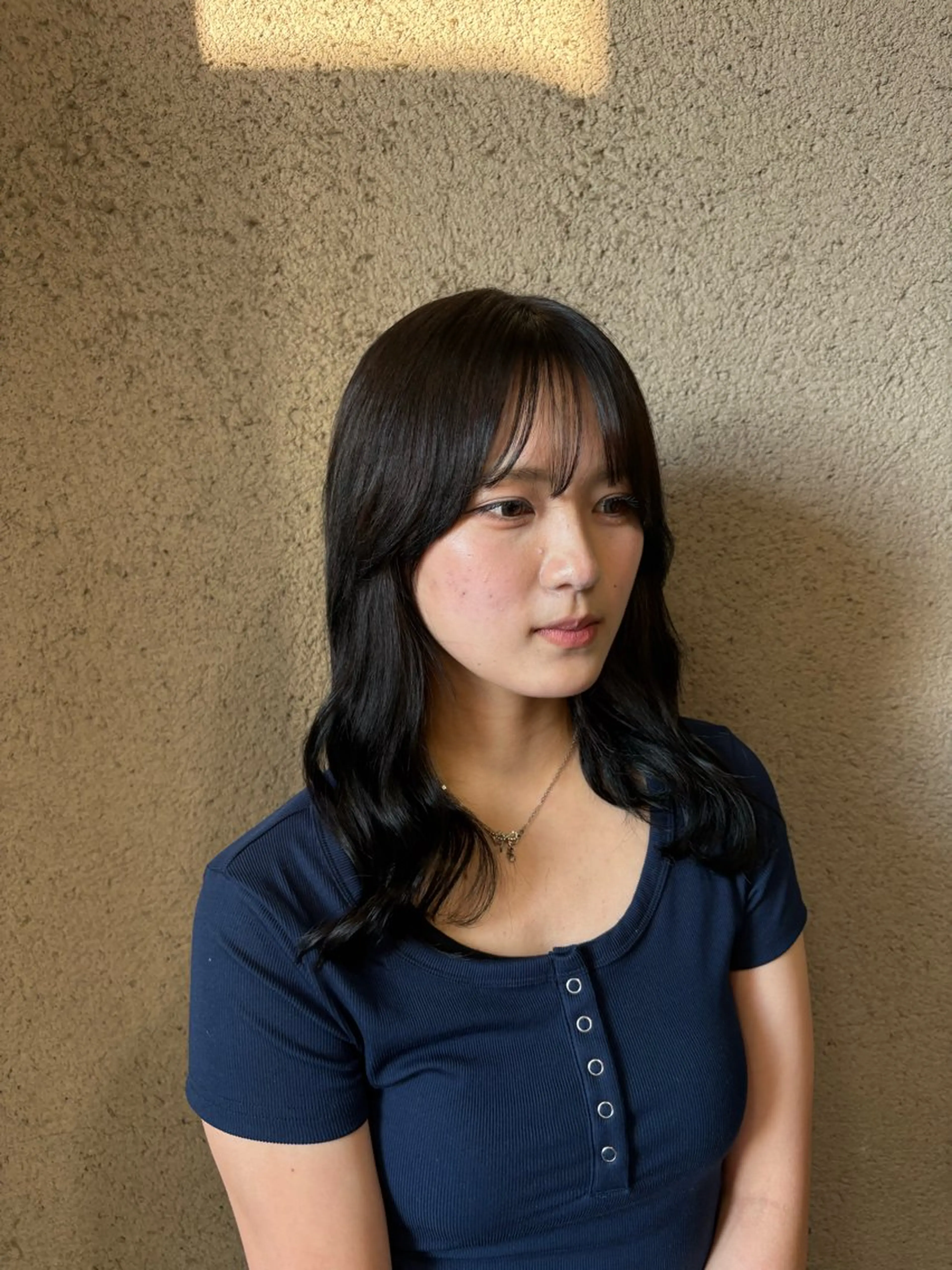 セミロング カラー 黒髪 ヘアカラー SARAJU仁川 _aya🌼のヘアスタイル