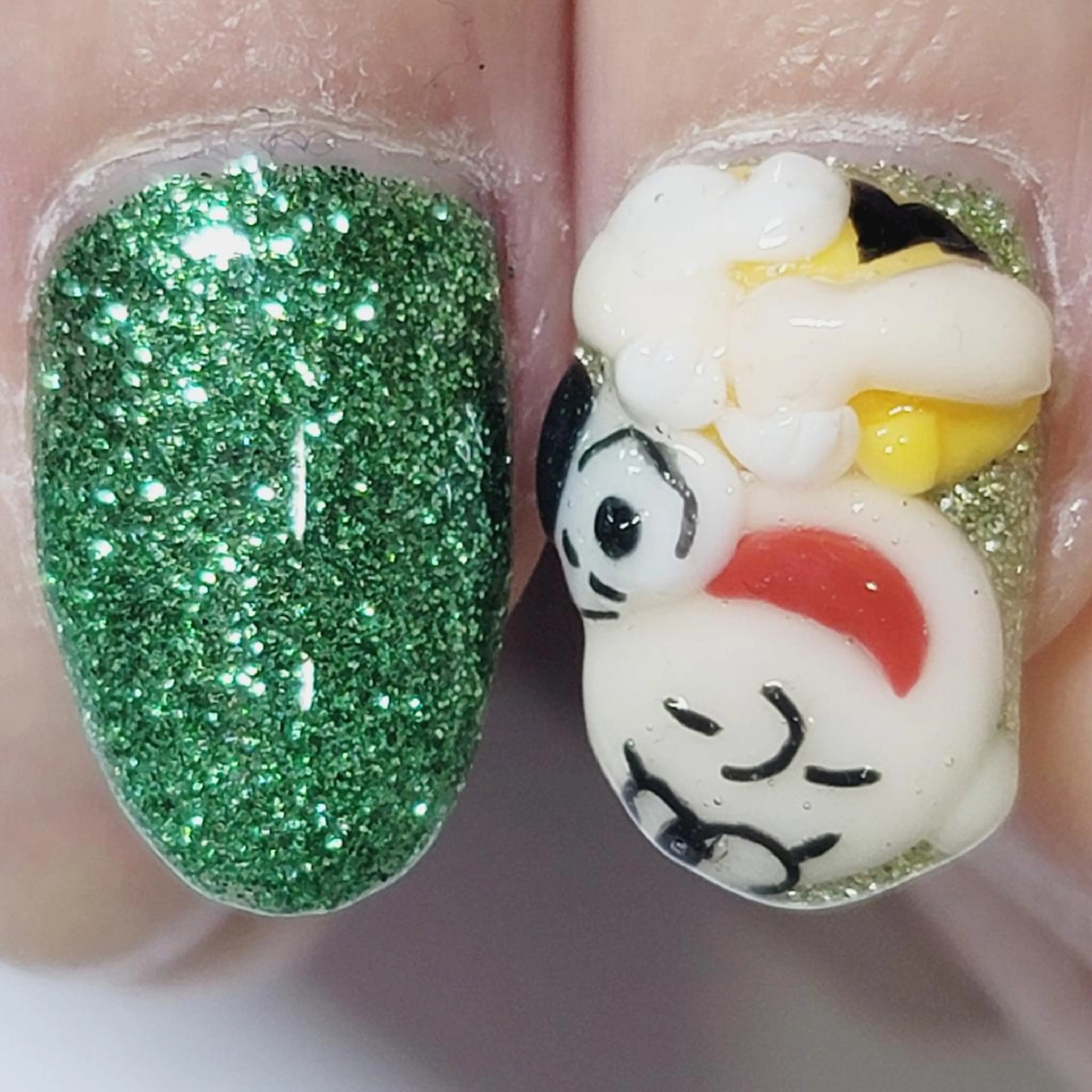 ネイル アートネイル グリーン ラメ(グリッター) ハンドネイル よしだ ひろきのネイルデザイン