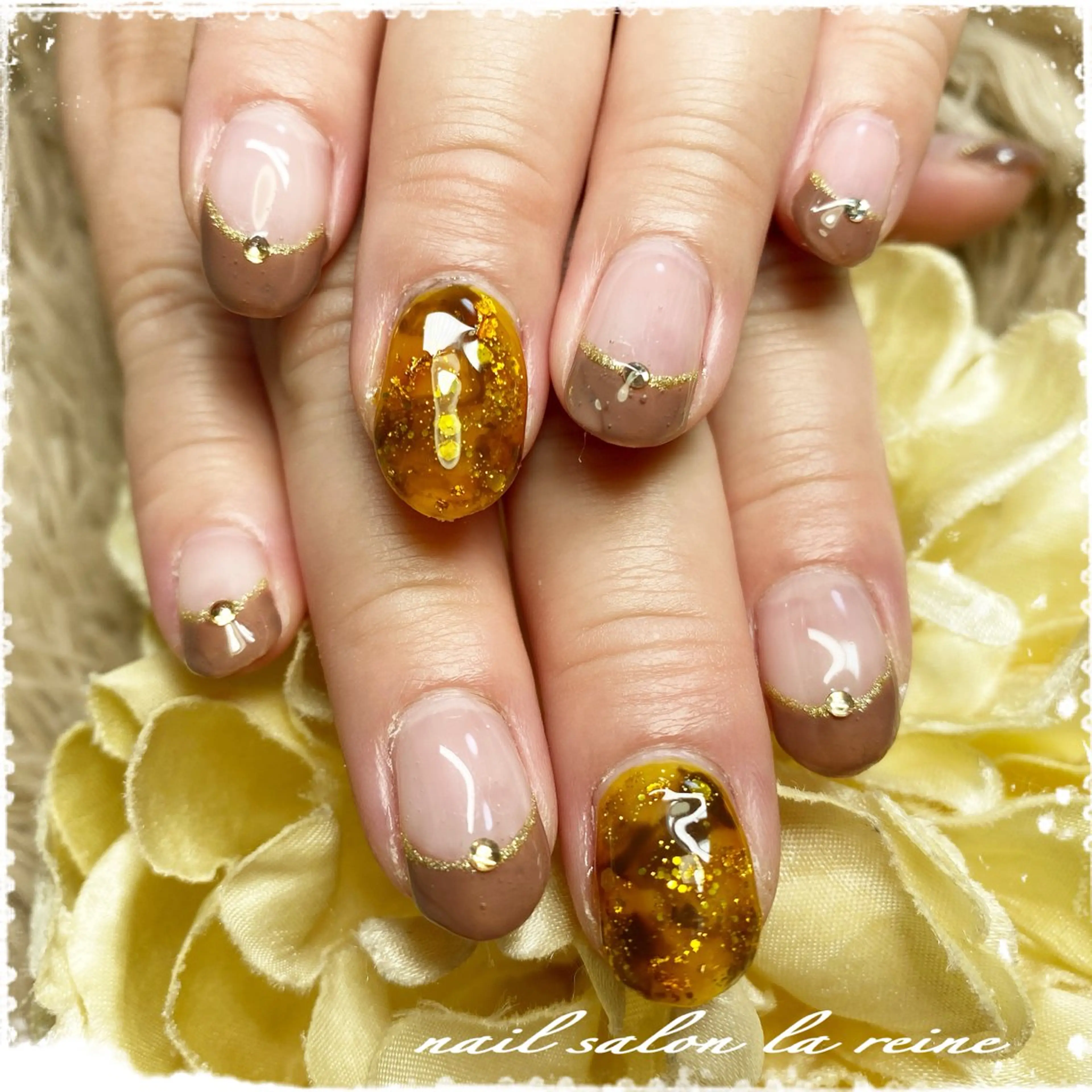 ネイル アートネイル べっ甲ネイル フレンチネイル nail salon  la reine所属・nail salon la reineのネイルデザイン