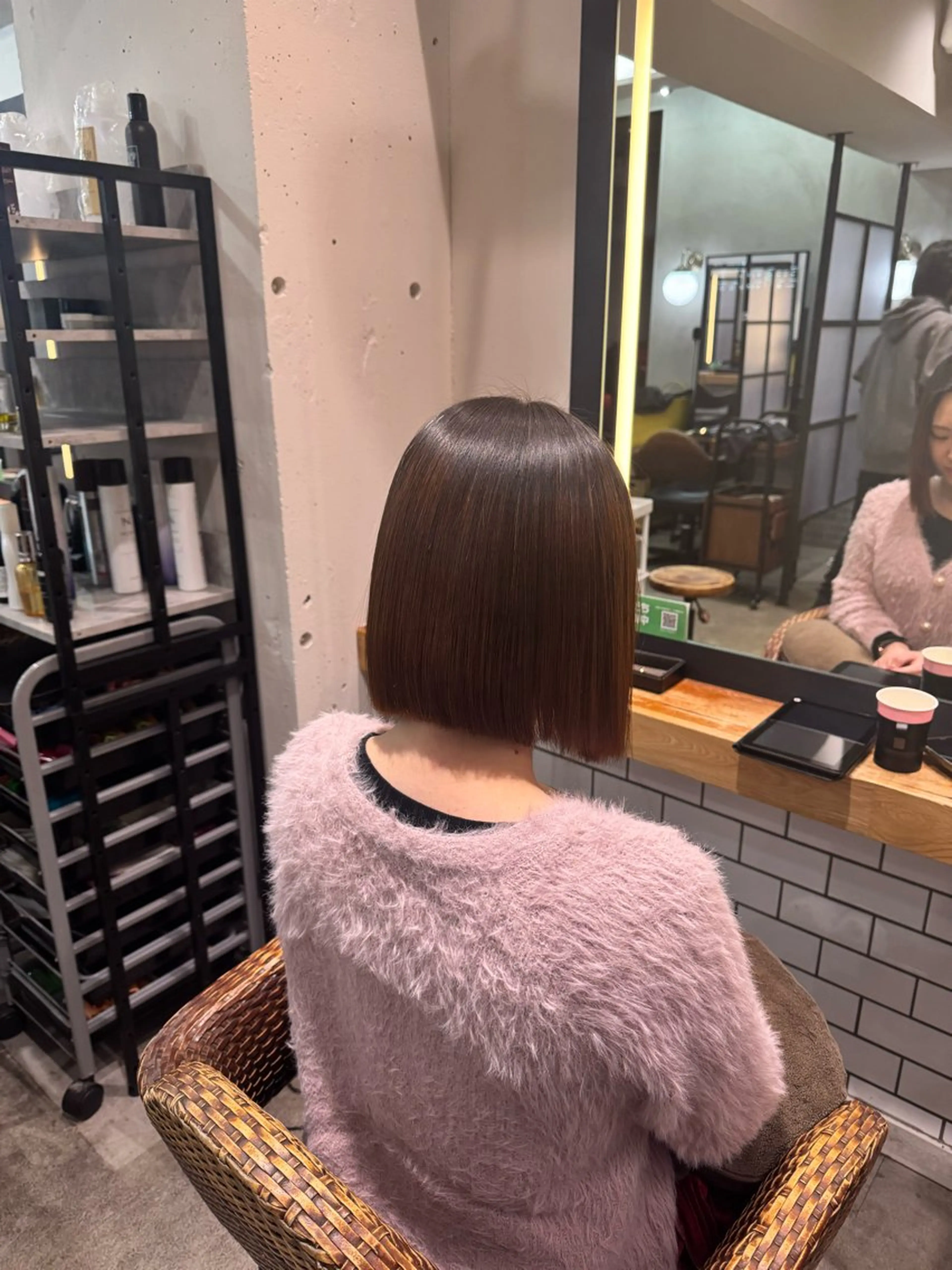 ミディアム カット 縮毛矯正 暖色カラー🤎Red Neo meiのヘアスタイル