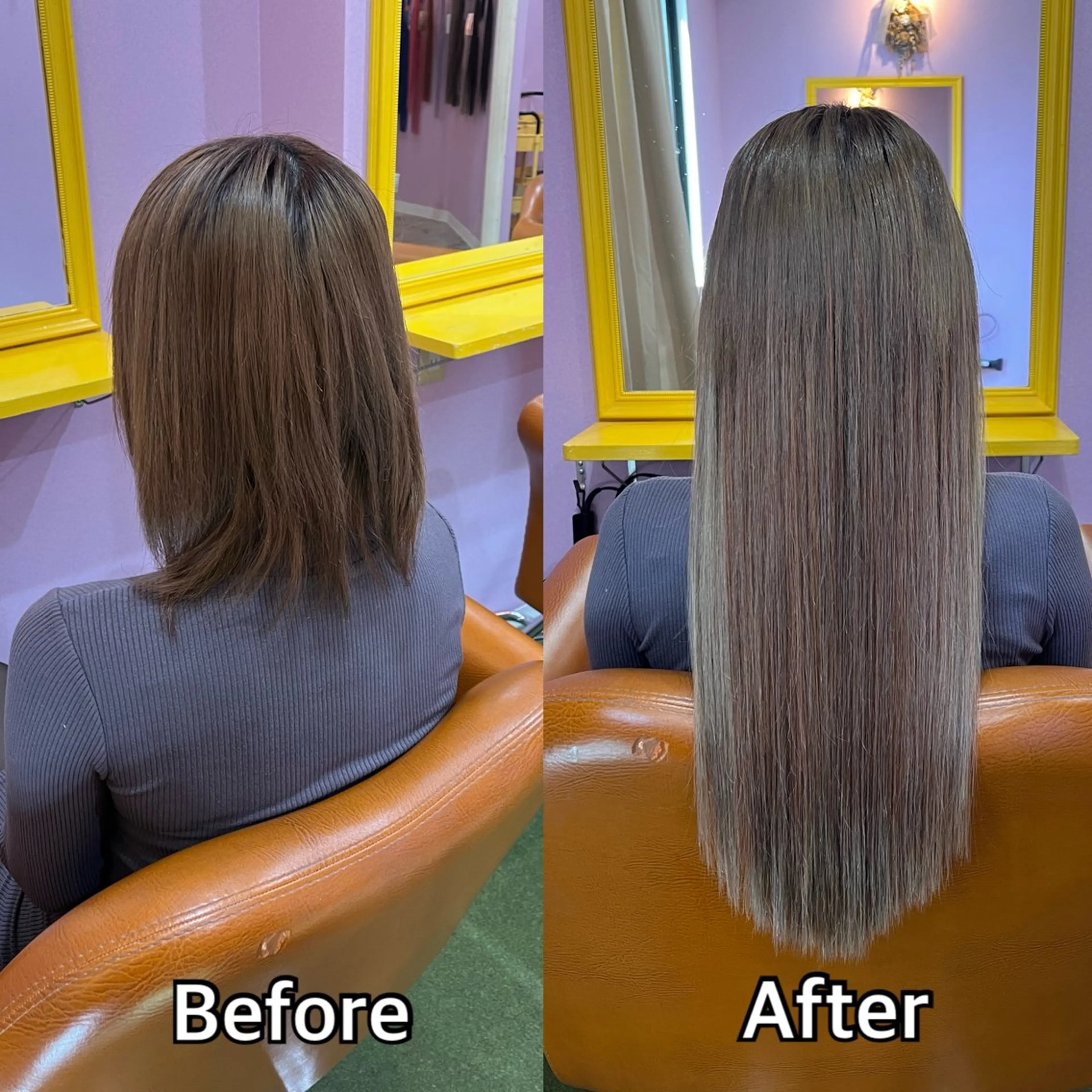 ロング エクステ カラー+ちび編み込み エクステ梅田🐨のヘアスタイル