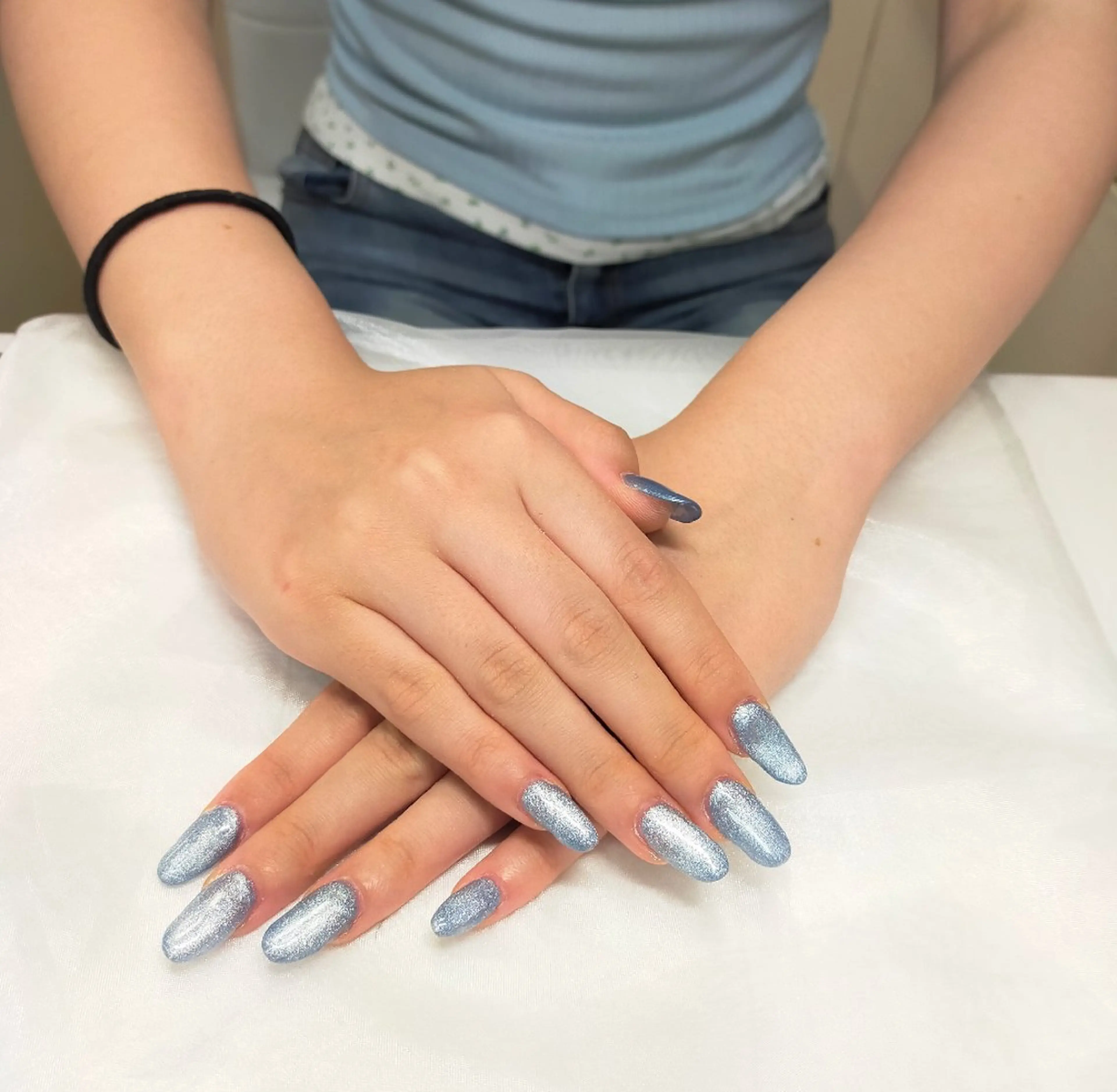 ネイル ブルー キラキラネイル マグネットネイル maruyasu. yのネイルデザイン