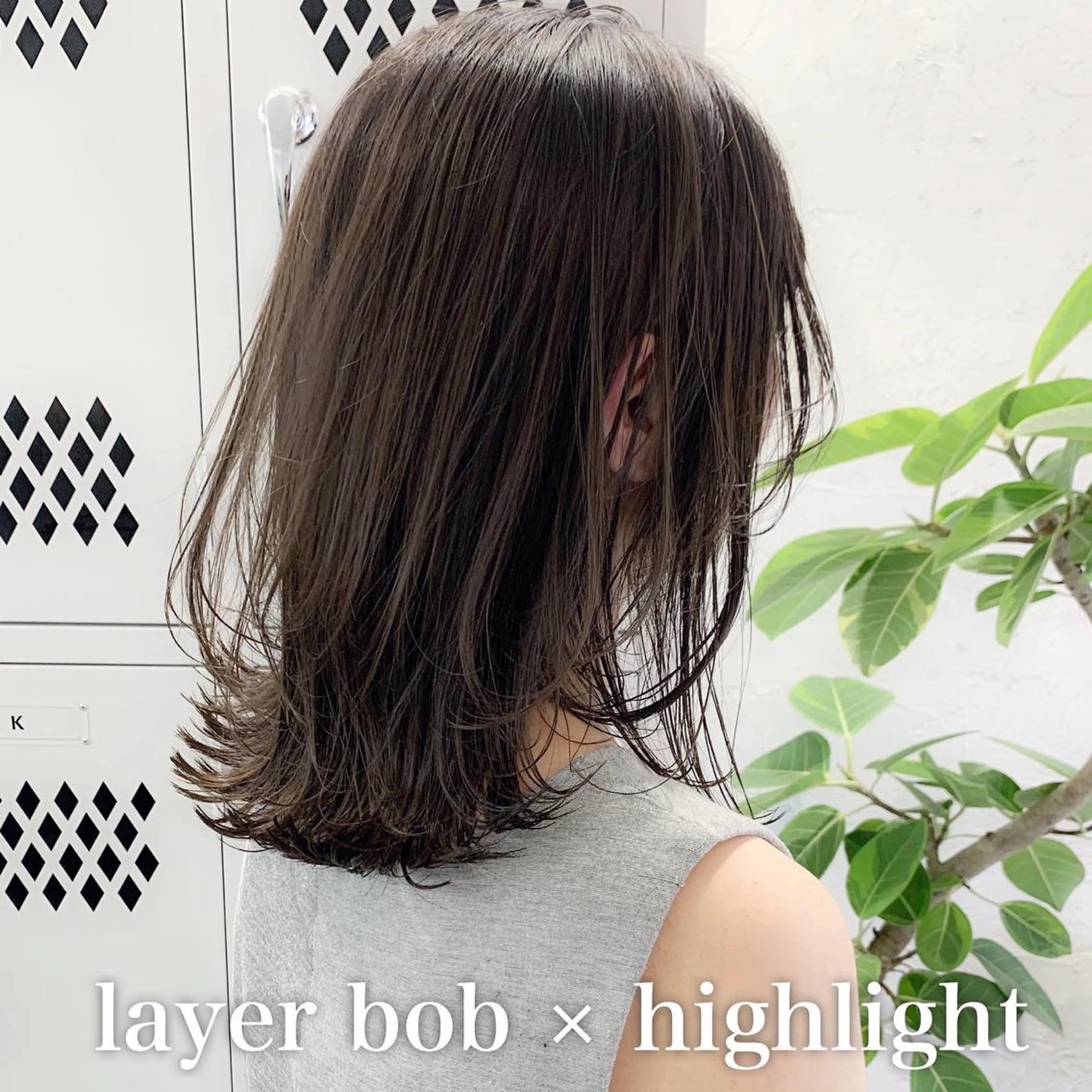 ミディアム カラー ボブレイヤー ハイライトカラー ボブ ハイライト レイヤーカット 渋谷ブリーチカラー 韓国ヘアyuikoのヘアスタイル