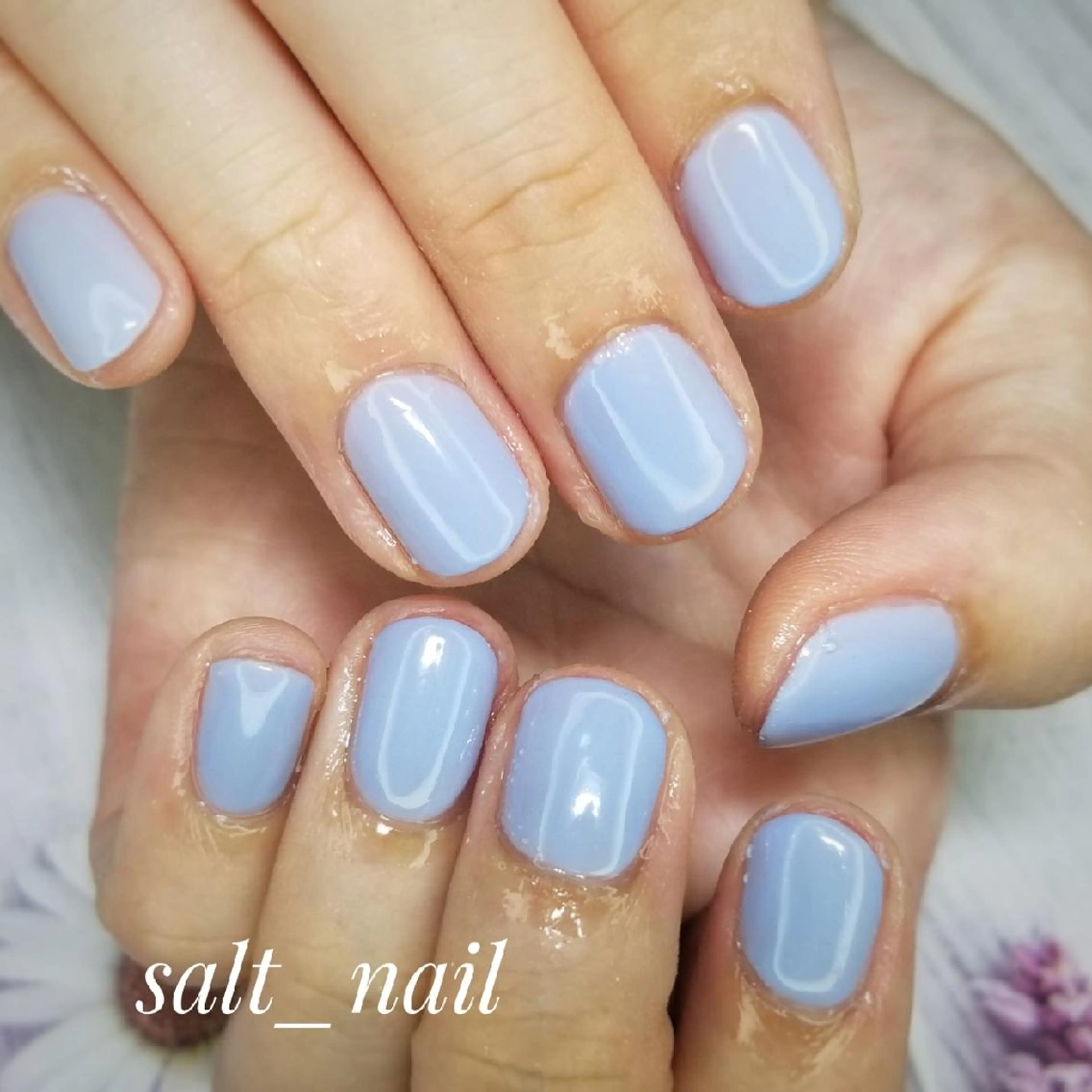 ネイル ブルー ワンカラーネイル シンプルネイル 夏ネイル 個人サロン saltnailのネイルデザイン