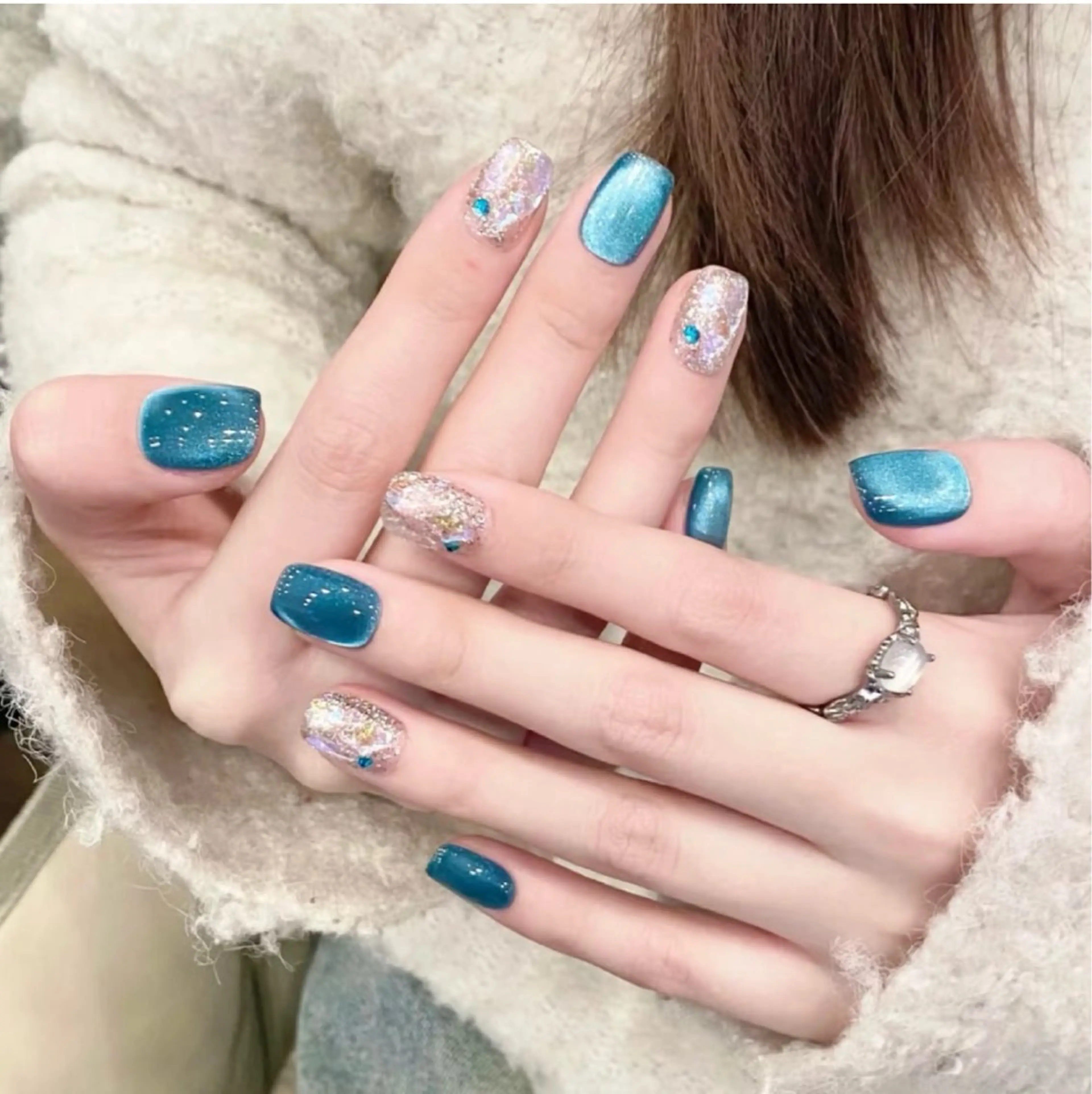 ネイル ハンドネイル H3 Nail Tsuki🦋💙のネイルデザイン