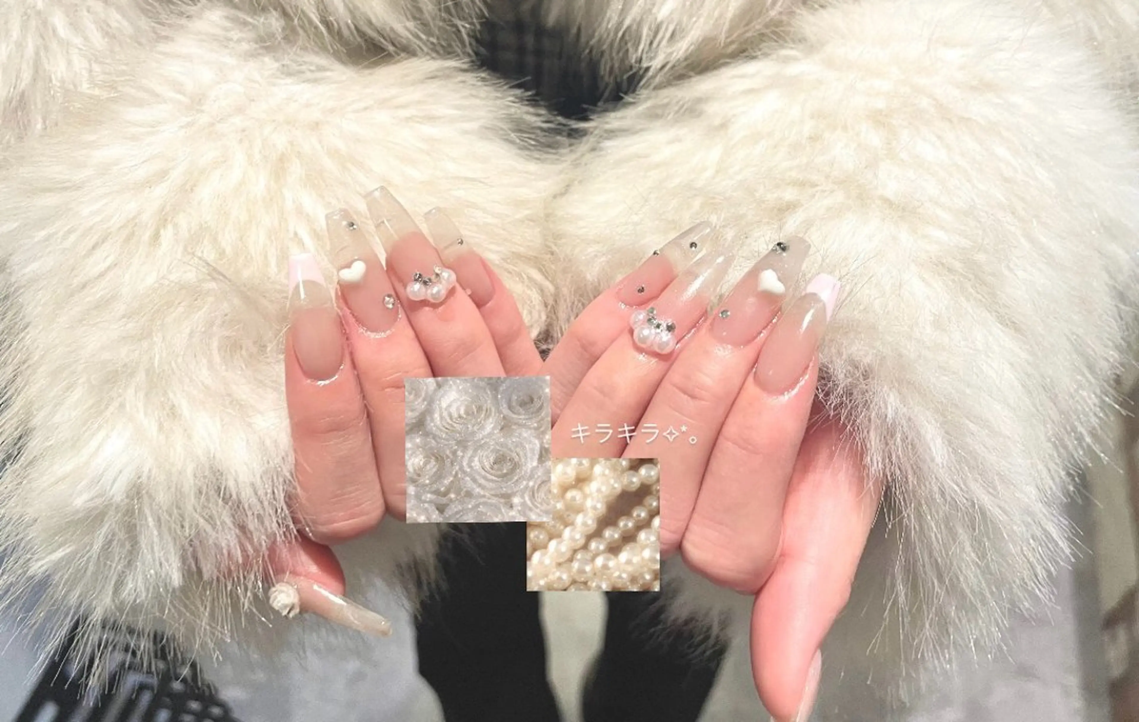 ネイル 長さ出し フレンチネイル ゴージャス ロングネイル 春ネイル ハンドネイル エミラボーテ 心斎橋店所属・ODA HIMARIのネイルデザイン