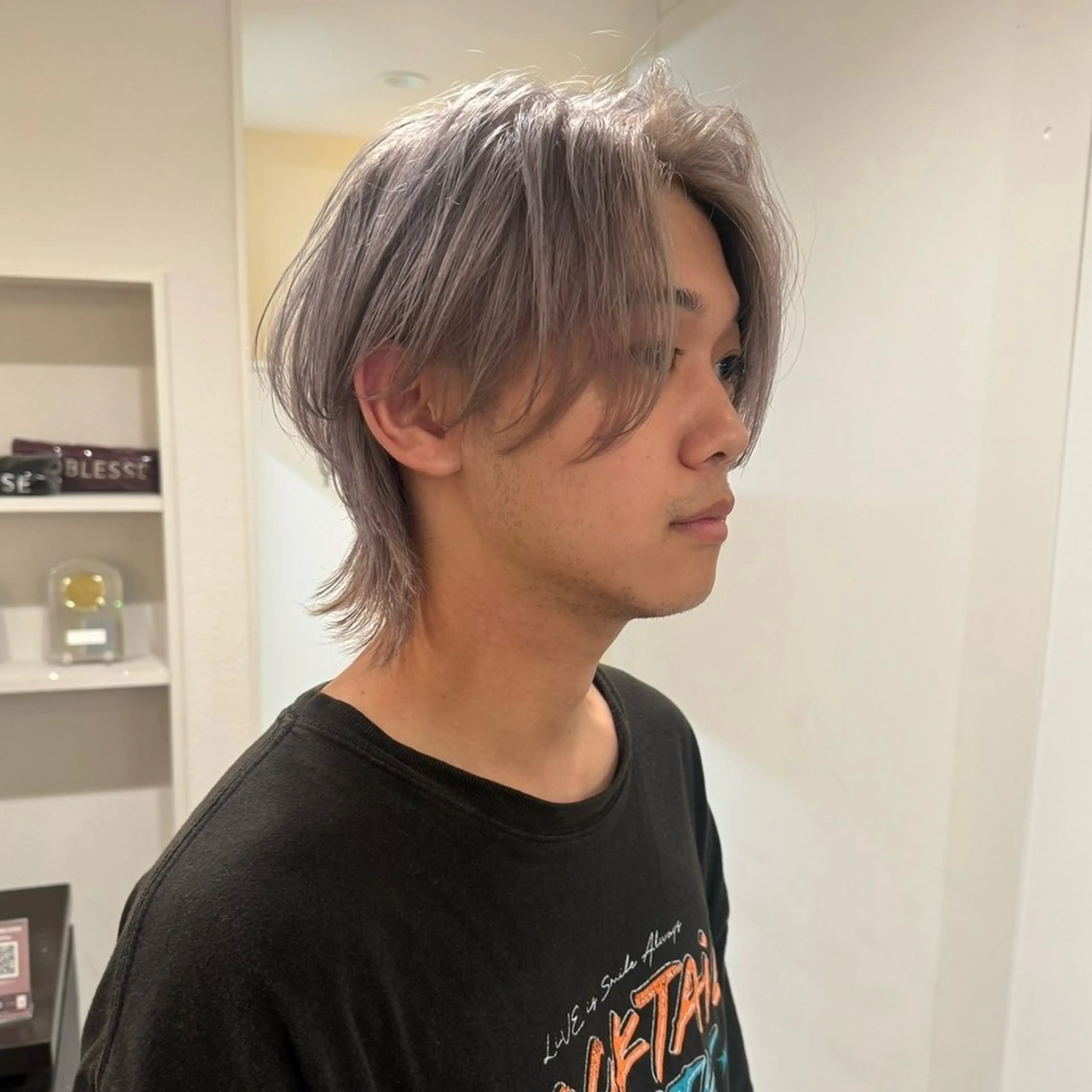 メンズ メンズウルフカット ウルフカット カット ヘアカラー トリートメント ハイトーン/ウルフ/ レイヤー/Asukaのヘアスタイル