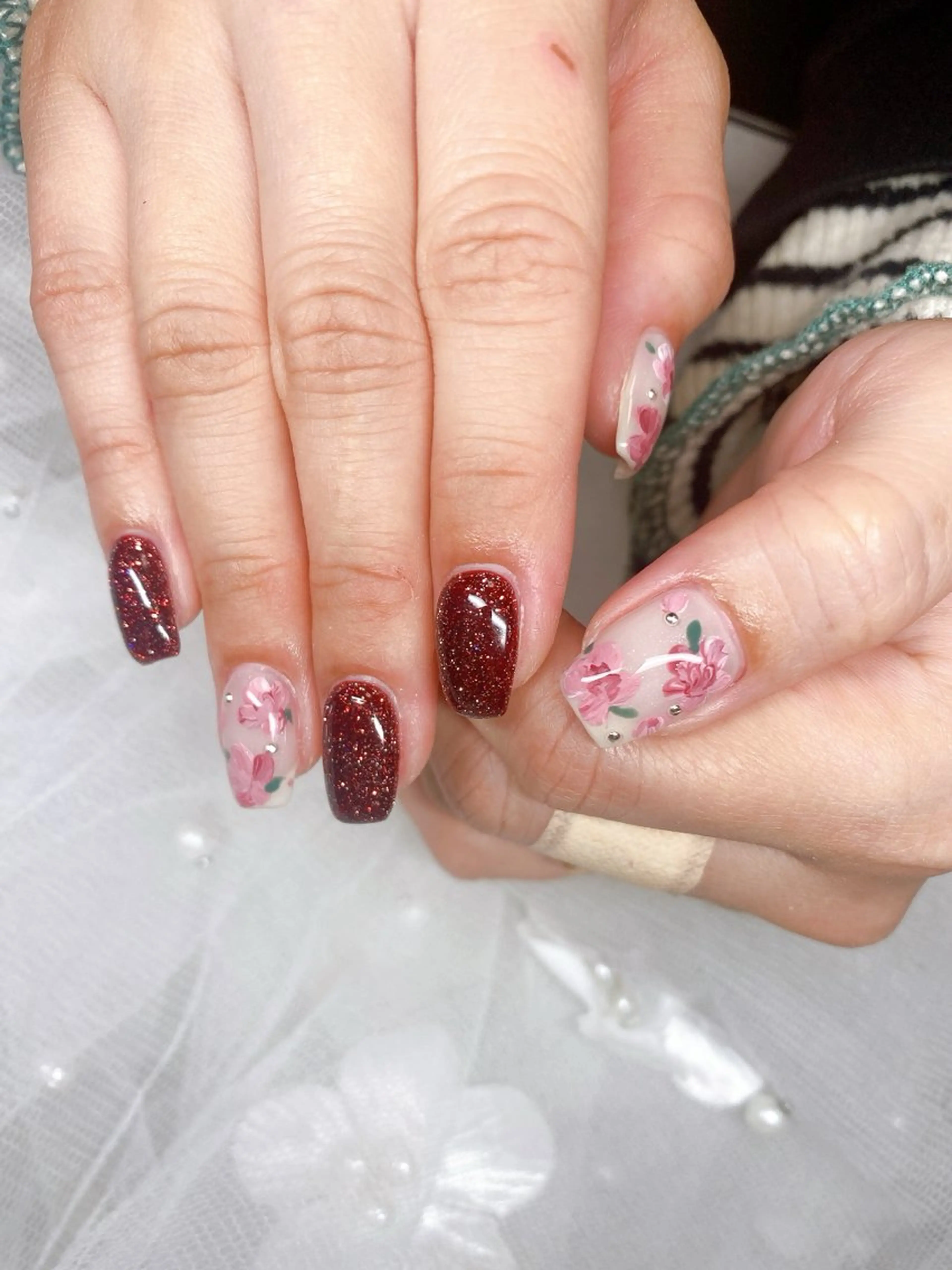 ネイル ハンドネイル PLUM  BELL 横浜自宅ネイルのネイルデザイン