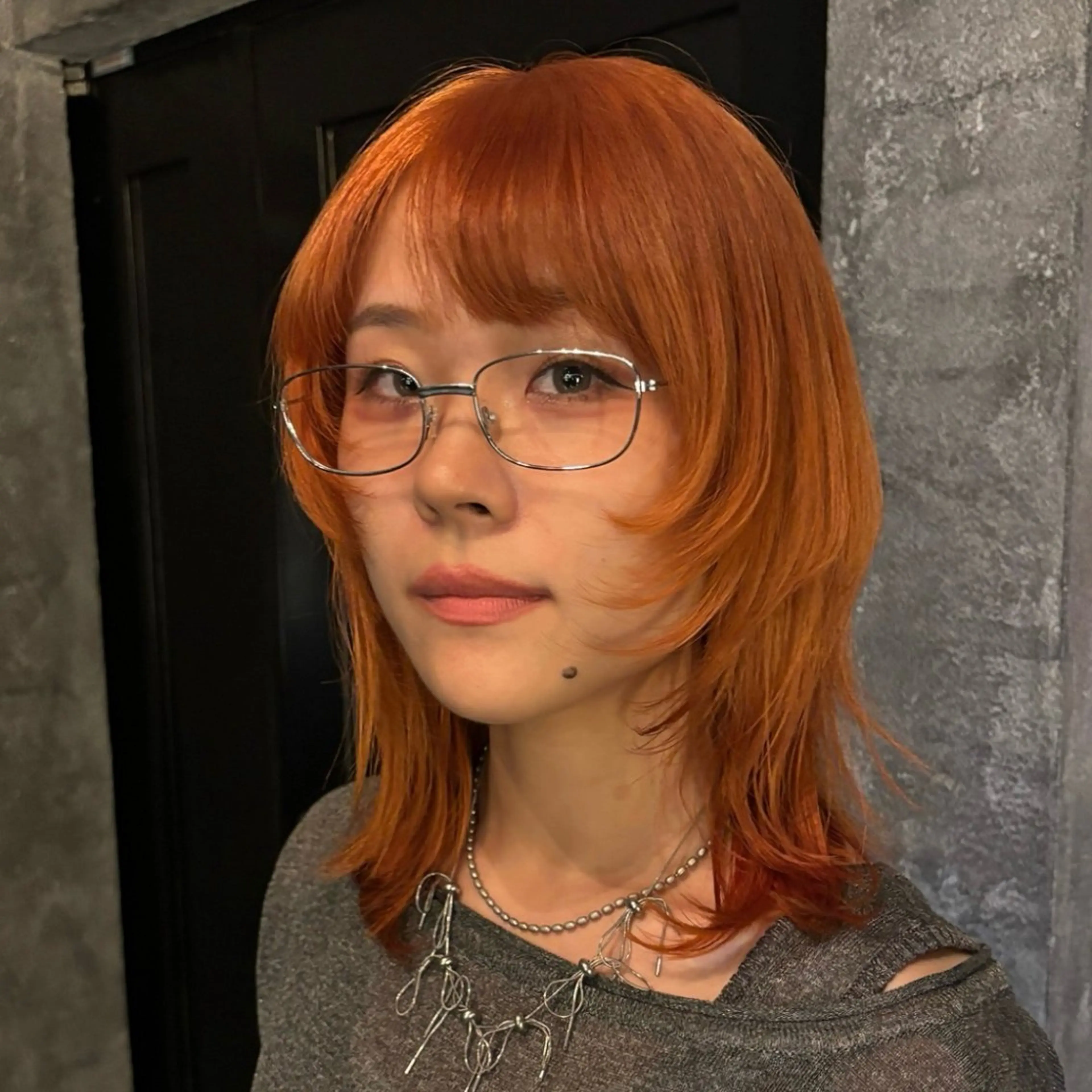 レイヤーカット＋ケアブリーチ&カラー＋補修TR レイヤー/ハッシュカット/顔まわり/ウルフ/ロングウルフ/の写真